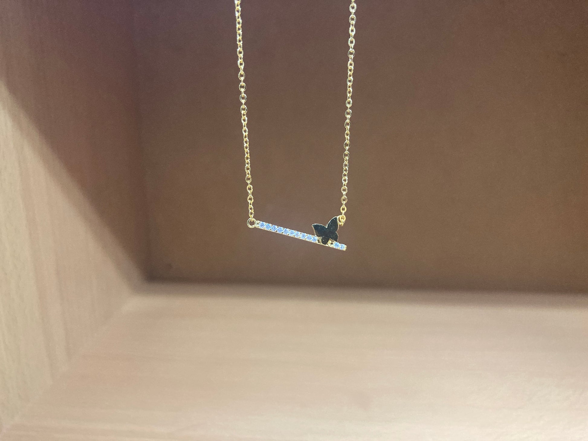 Tiny Treasures Seoul - Butterfly Bar Necklace (Gold) 10