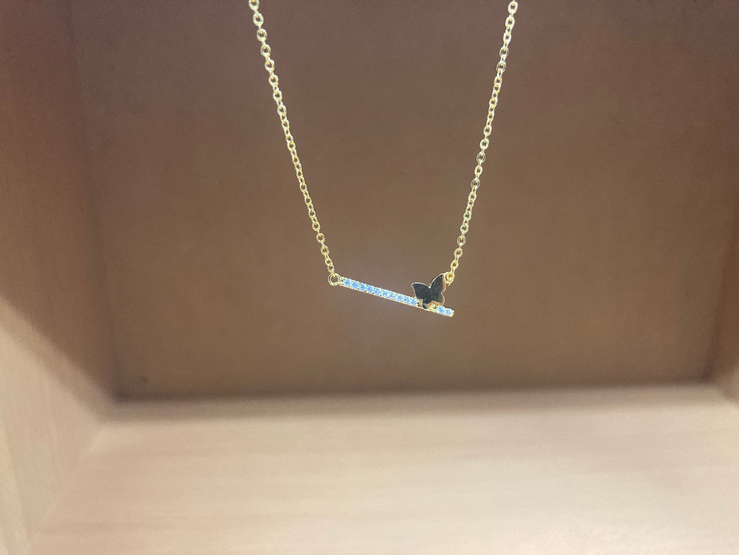 Tiny Treasures Seoul - Butterfly Bar Necklace (Gold) 11