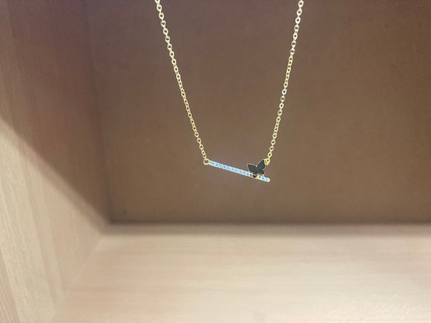 Tiny Treasures Seoul - Butterfly Bar Necklace (Gold) 12
