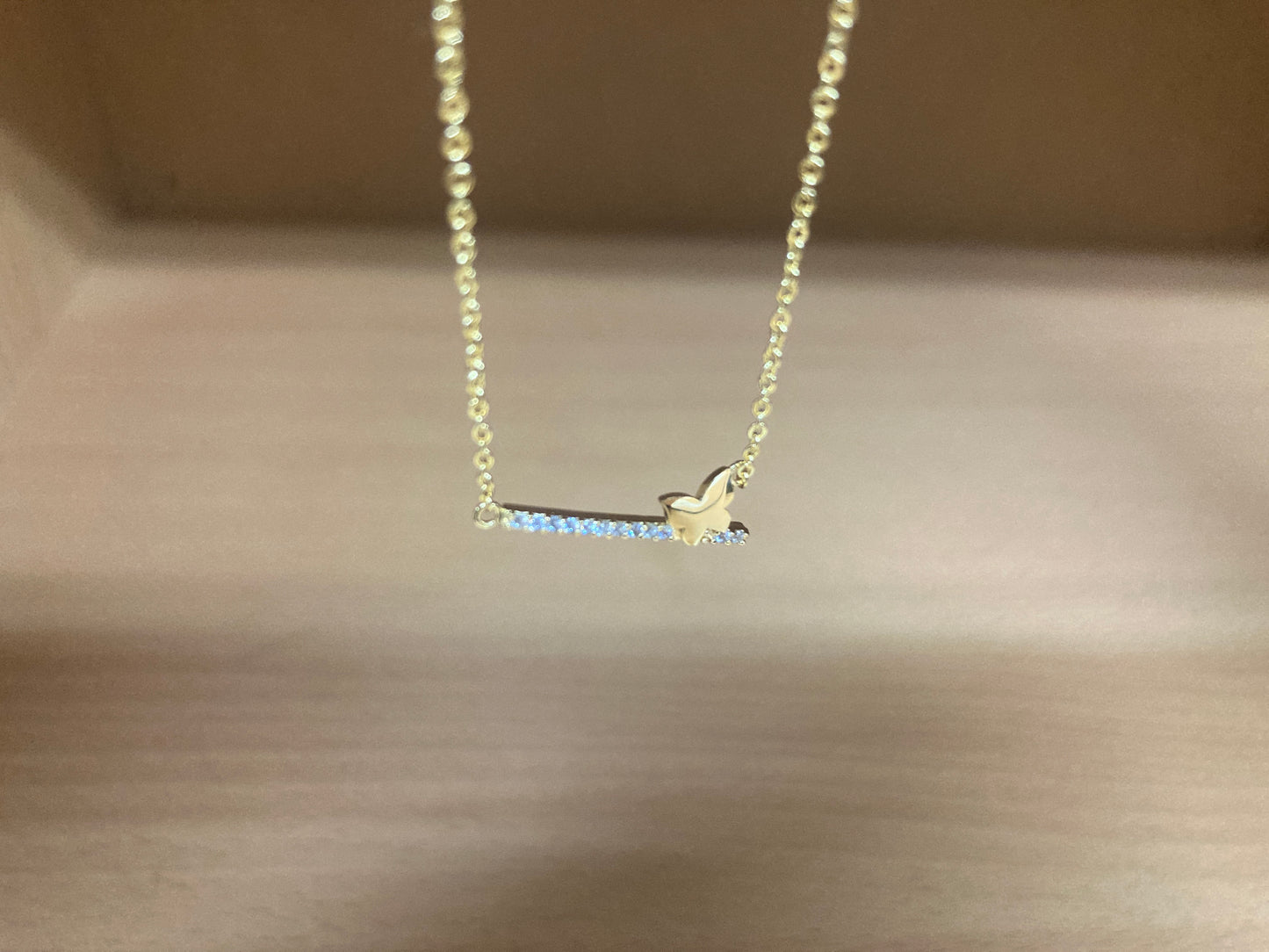 Tiny Treasures Seoul - Butterfly Bar Necklace (Gold) 2