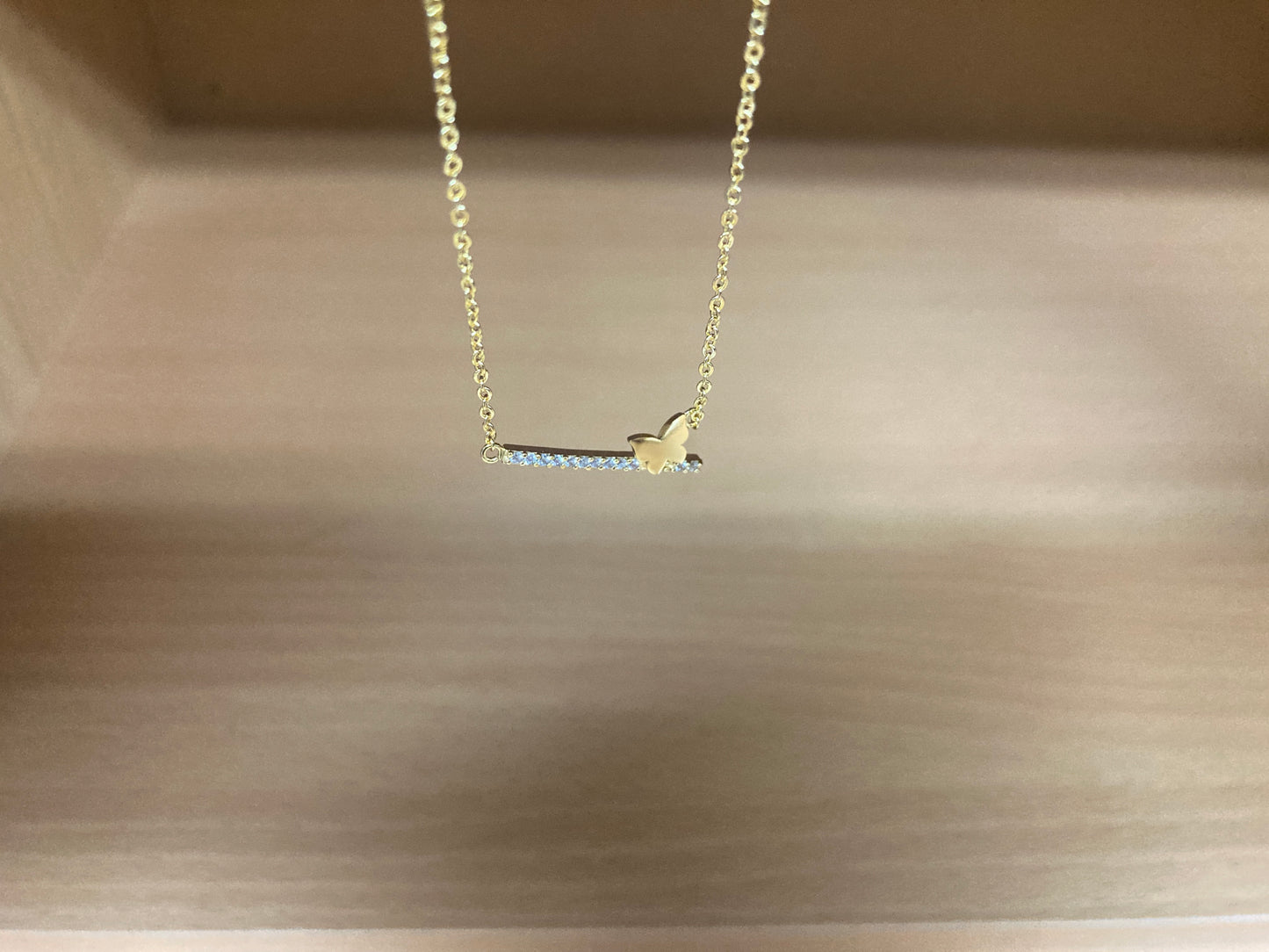Tiny Treasures Seoul - Butterfly Bar Necklace (Gold) 3