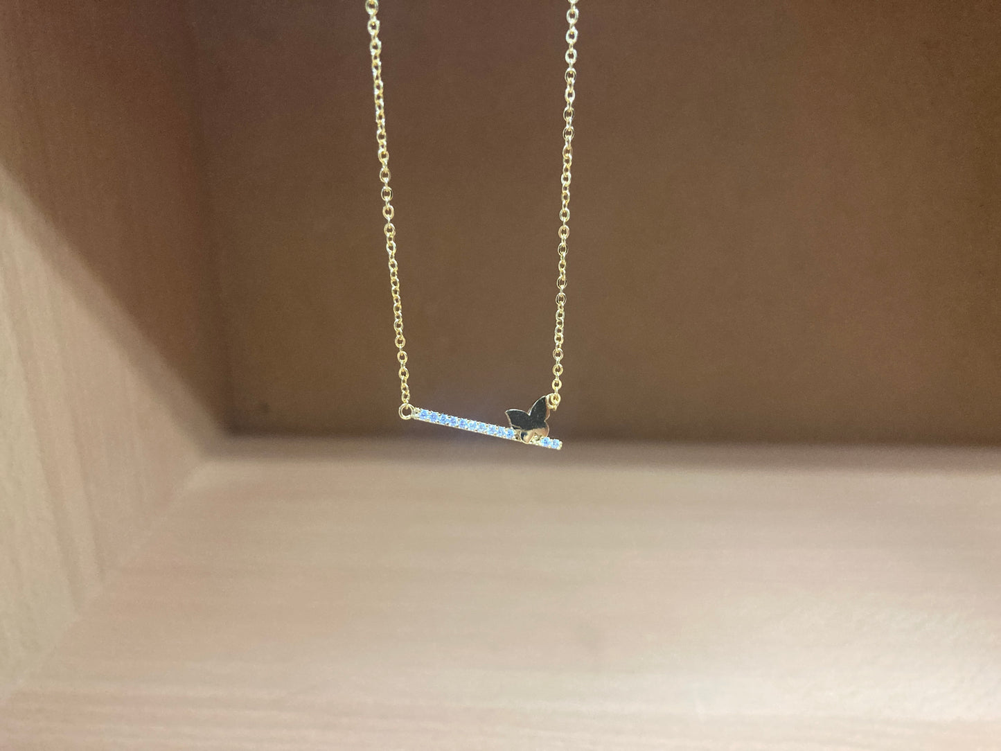 Tiny Treasures Seoul - Butterfly Bar Necklace (Gold) 5
