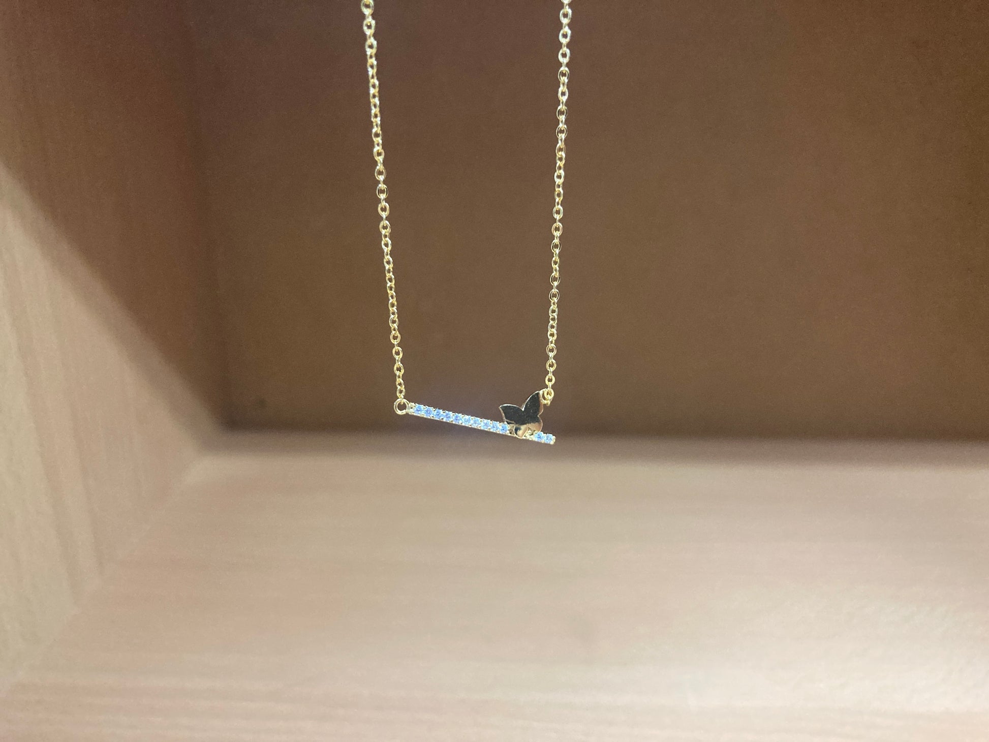 Tiny Treasures Seoul - Butterfly Bar Necklace (Gold) 5