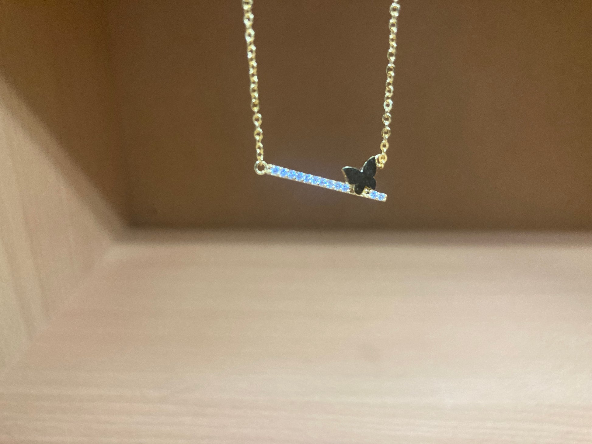 Tiny Treasures Seoul - Butterfly Bar Necklace (Gold) 6