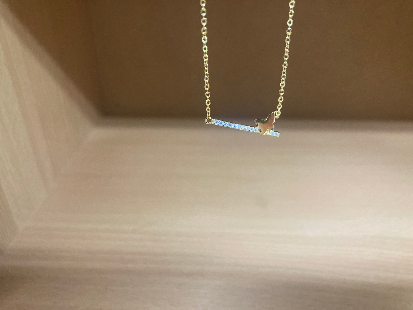 Tiny Treasures Seoul - Butterfly Bar Necklace (Gold) 7