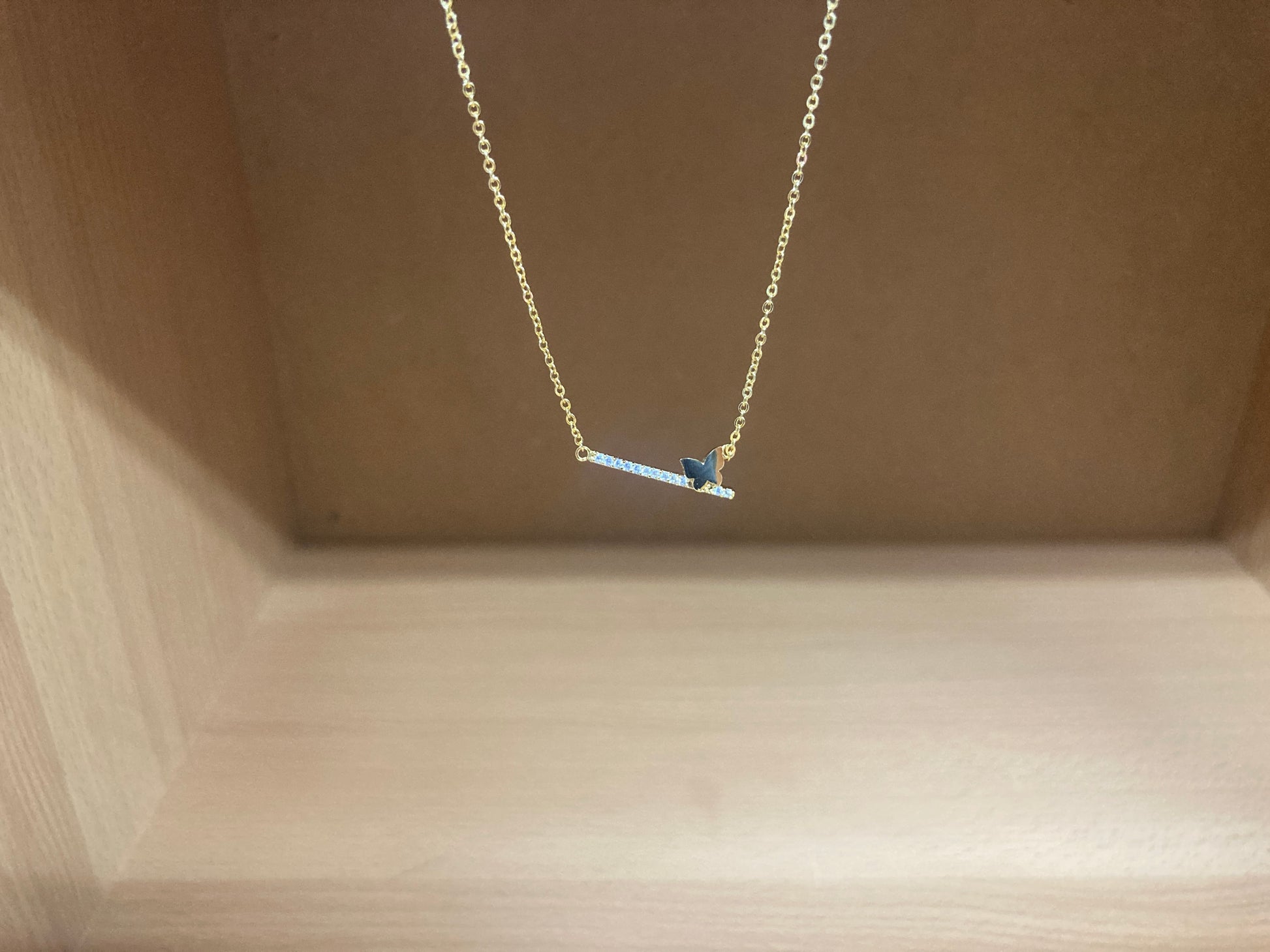 Tiny Treasures Seoul - Butterfly Bar Necklace (Gold) 8