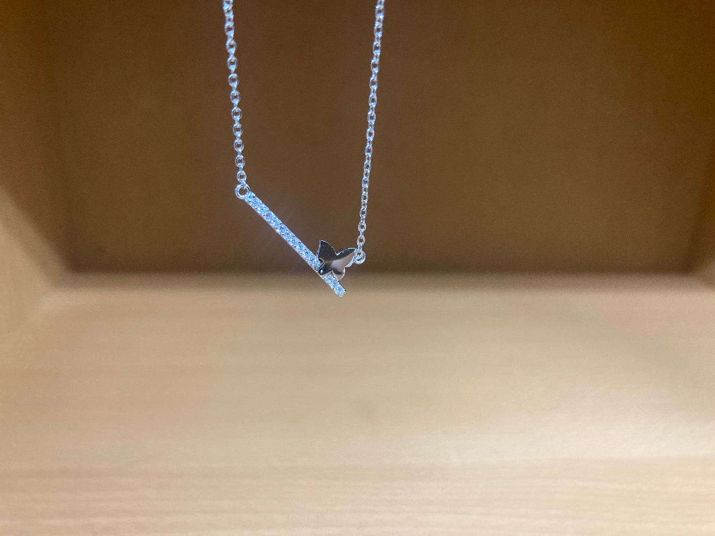 Tiny Treasures Seoul - Butterfly Bar Necklace (Silver) 3