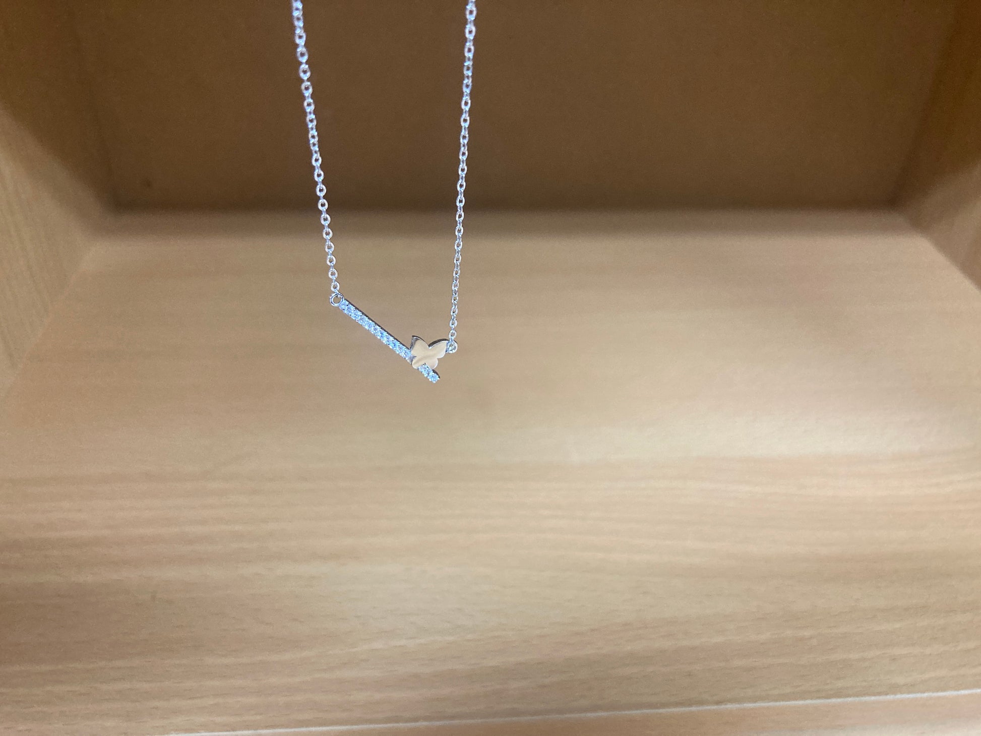 Tiny Treasures Seoul - Butterfly Bar Necklace (Silver) 5