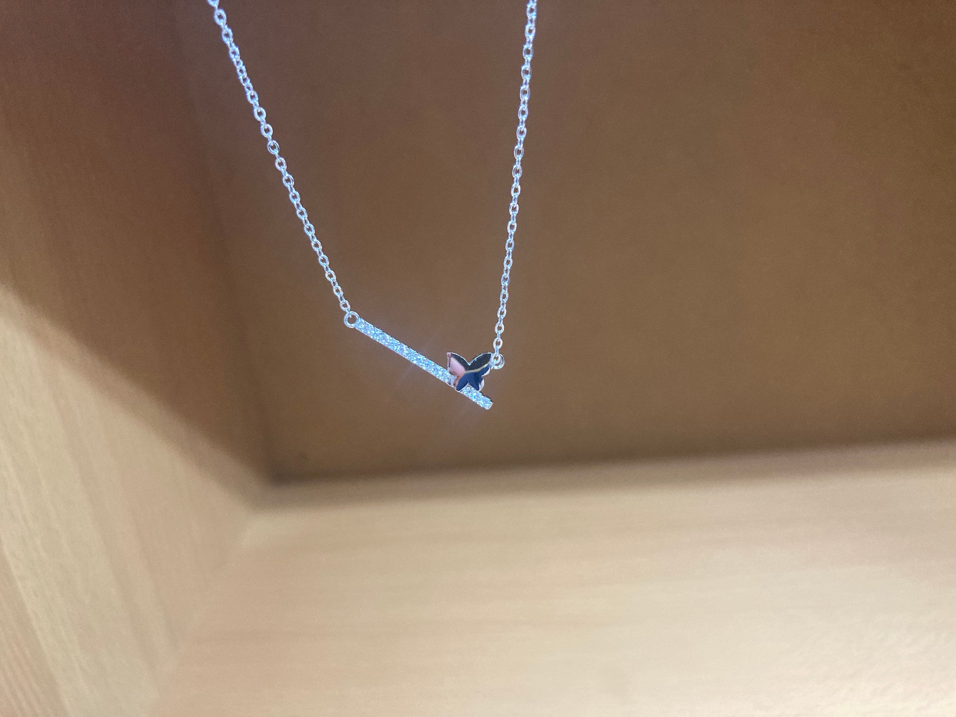 Tiny Treasures Seoul - Butterfly Bar Necklace (Silver) 7