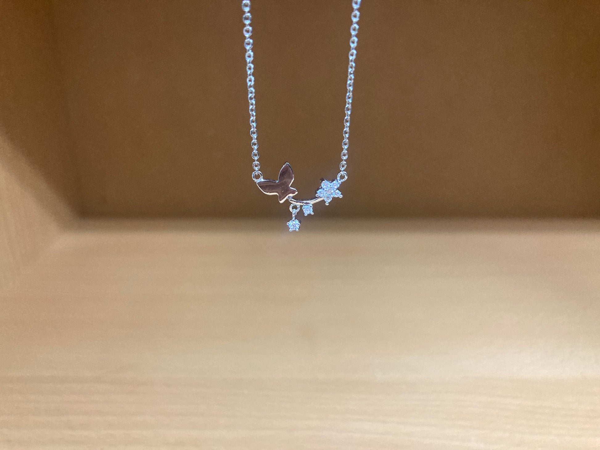 Tiny Treasures Seoul - Butterfly Branch Necklace (Silver) 5