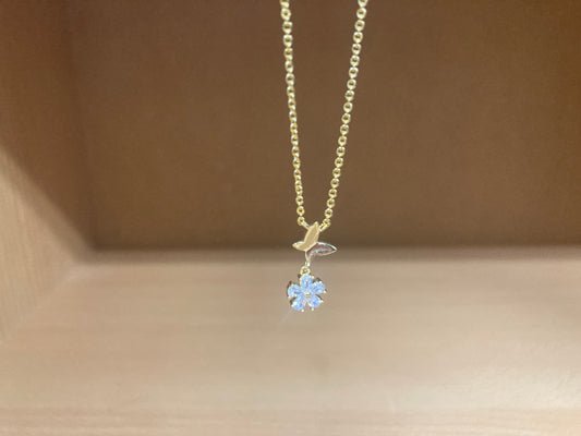 Tiny Treasures Seoul - Butterfly Drop Stone Necklace (Gold) 