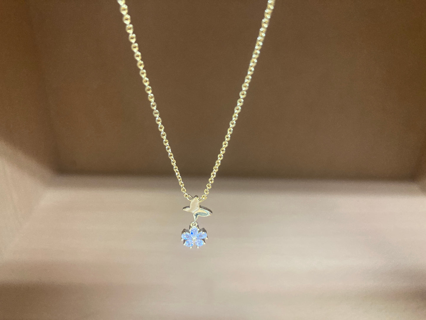 Tiny Treasures Seoul - Butterfly Drop Stone Necklace (Gold) 9
