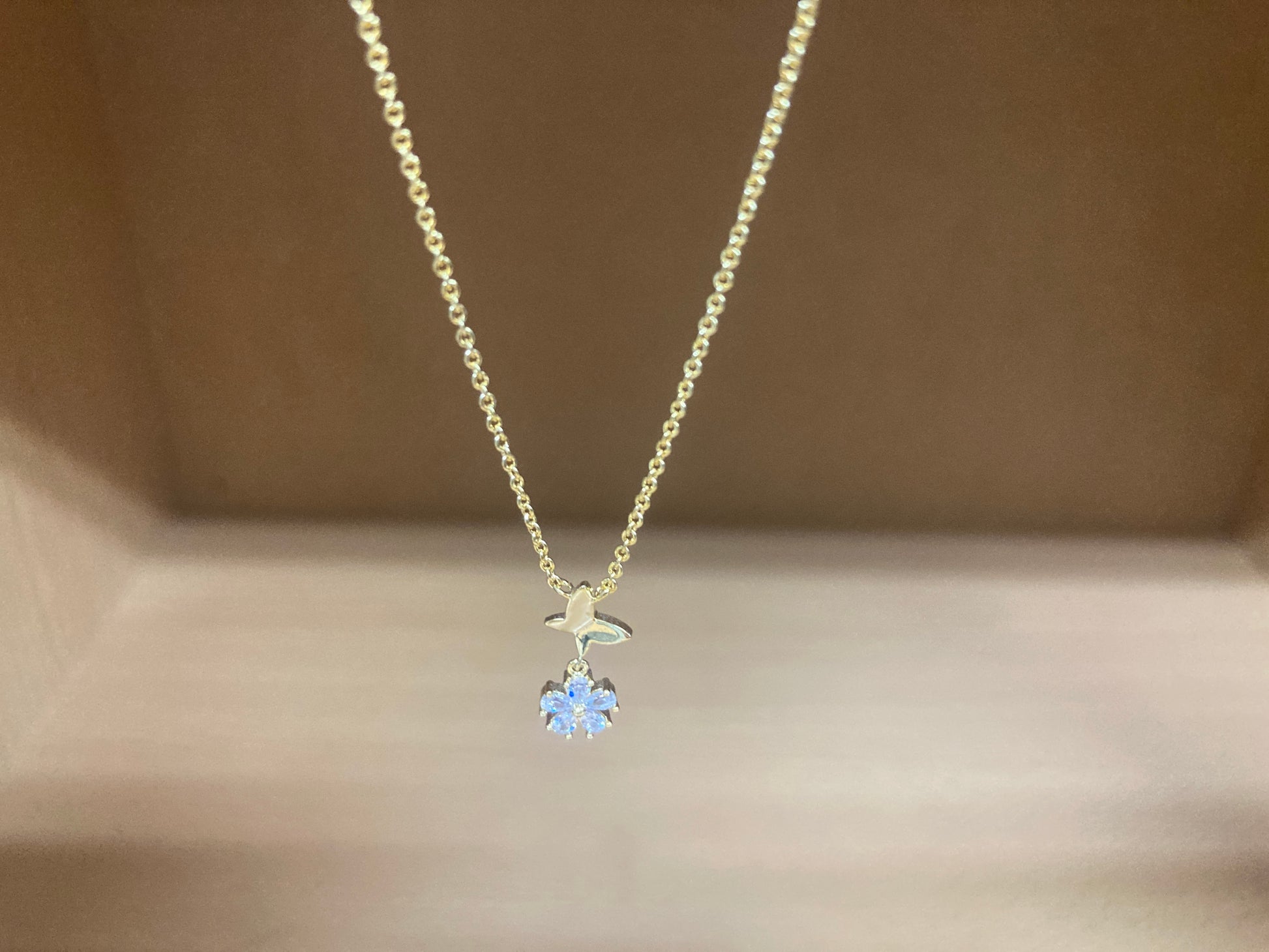 Tiny Treasures Seoul - Butterfly Drop Stone Necklace (Gold) 9