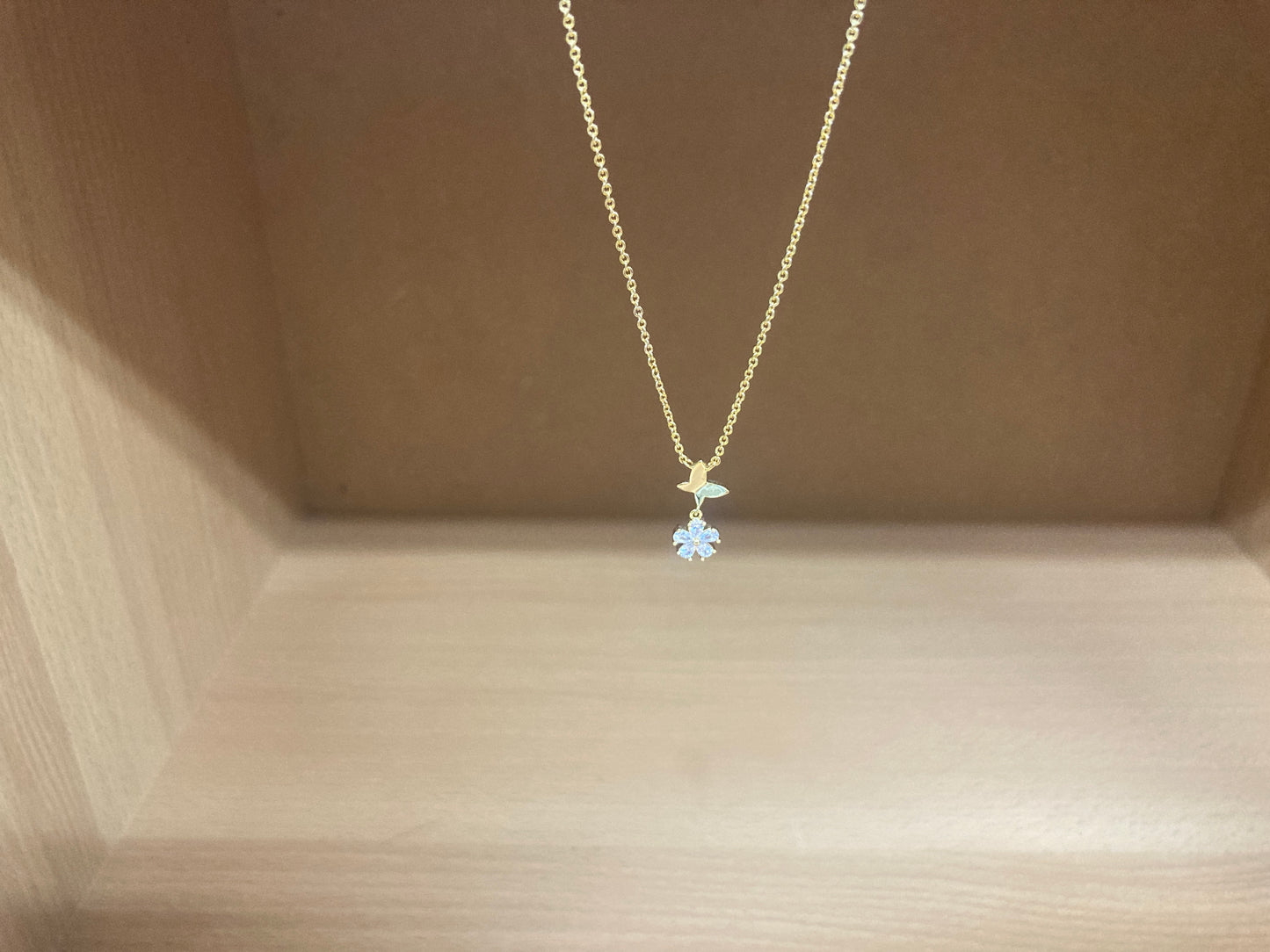 Tiny Treasures Seoul - Butterfly Drop Stone Necklace (Gold) 11