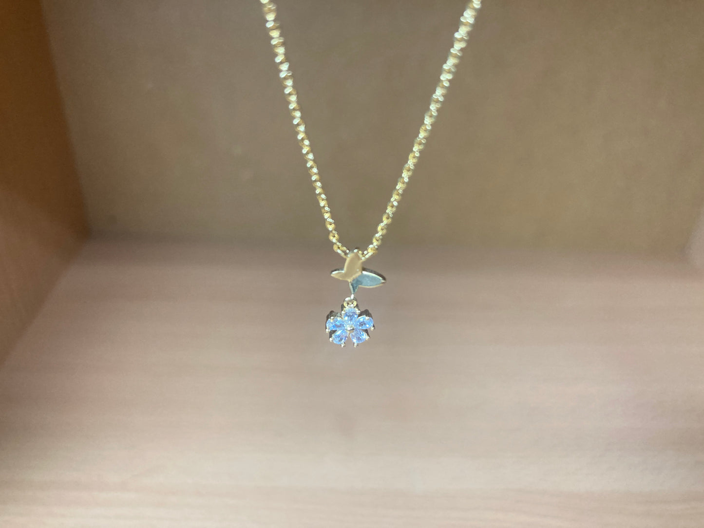 Tiny Treasures Seoul - Butterfly Drop Stone Necklace (Gold) 14