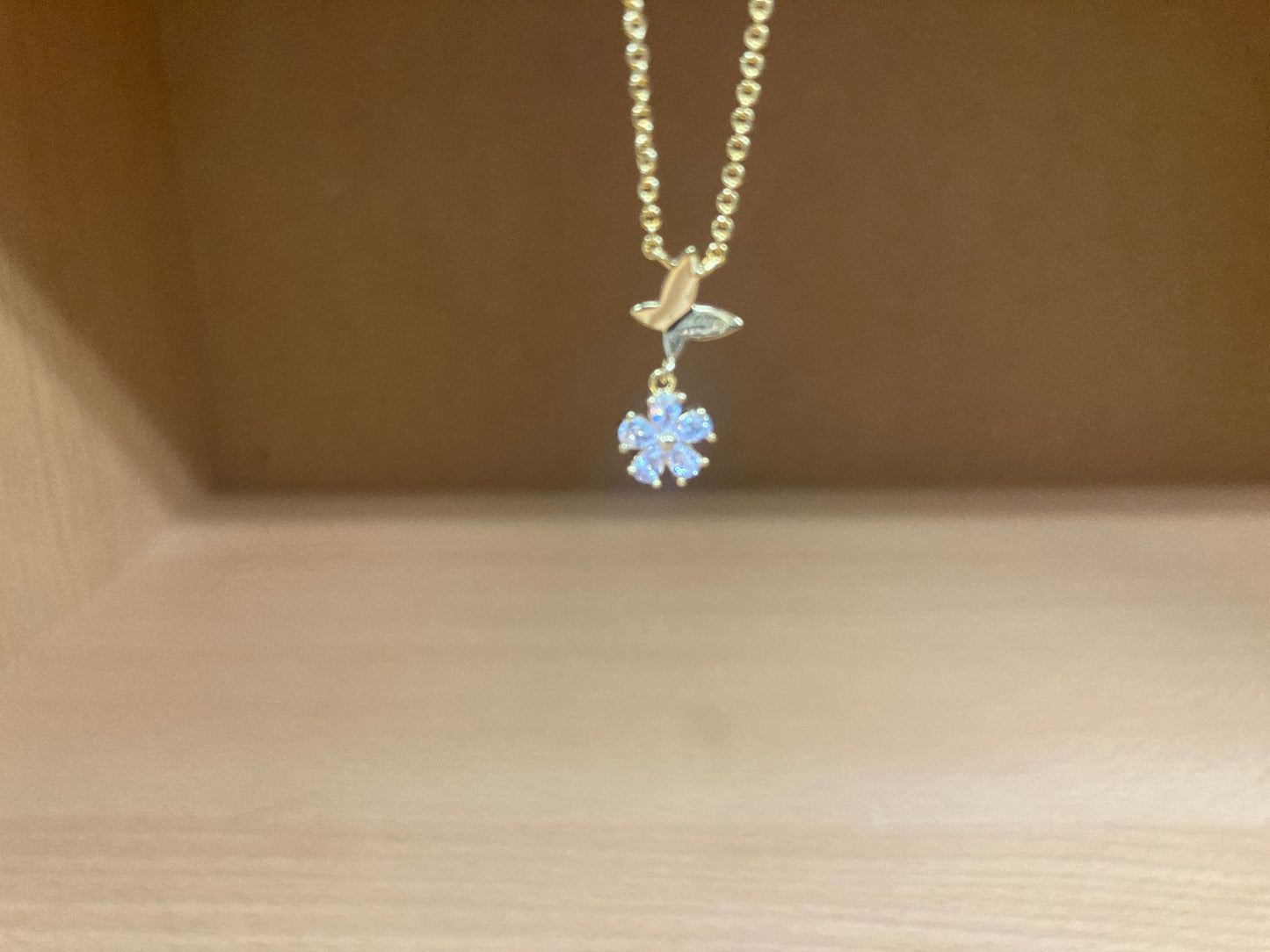 Tiny Treasures Seoul - Butterfly Drop Stone Necklace (Gold) 2