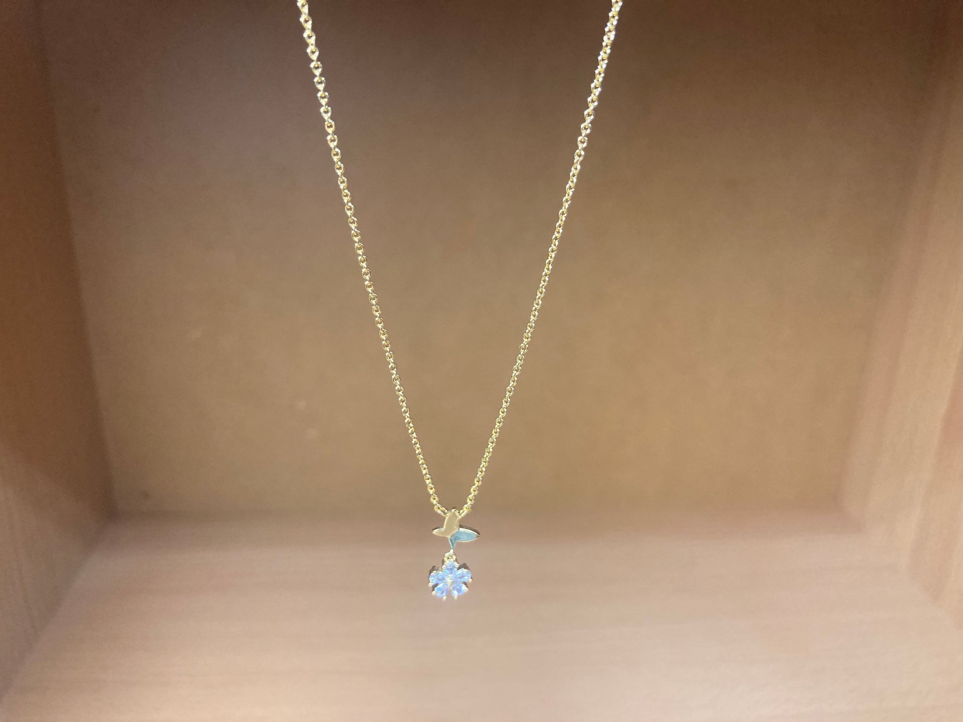 Tiny Treasures Seoul - Butterfly Drop Stone Necklace (Gold) 20