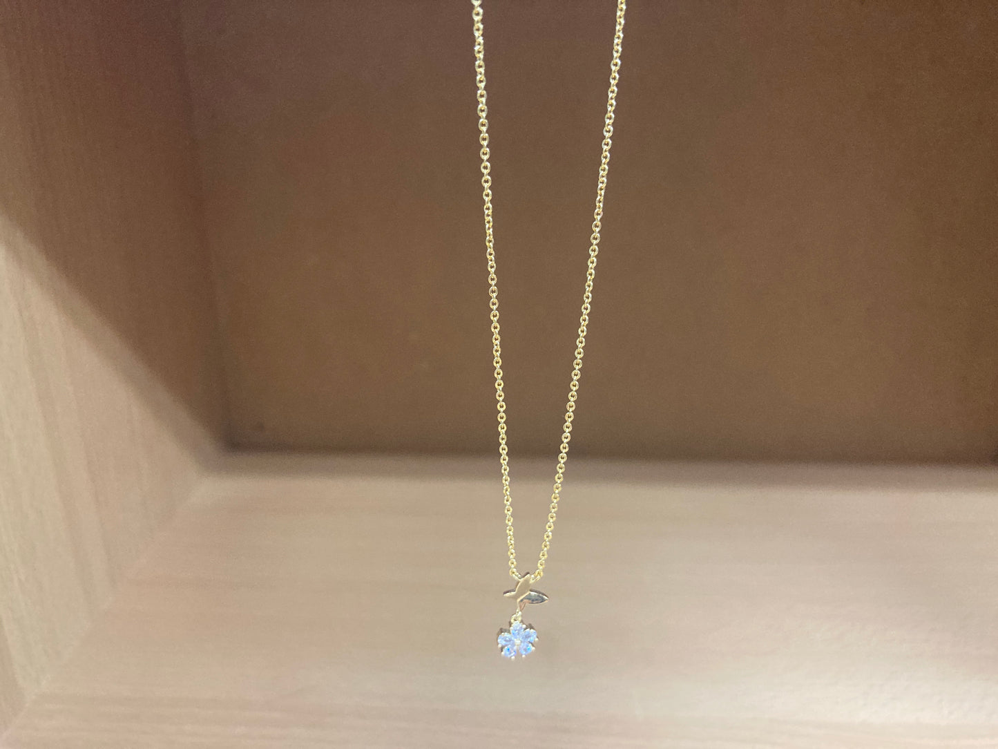Tiny Treasures Seoul - Butterfly Drop Stone Necklace (Gold) 3