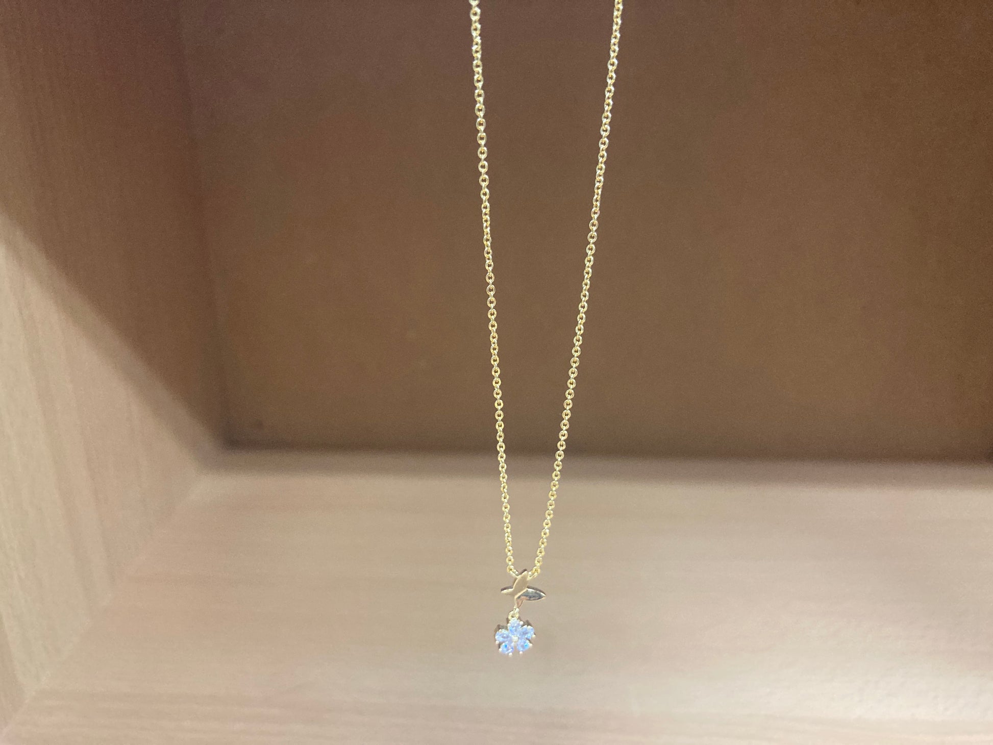Tiny Treasures Seoul - Butterfly Drop Stone Necklace (Gold) 3