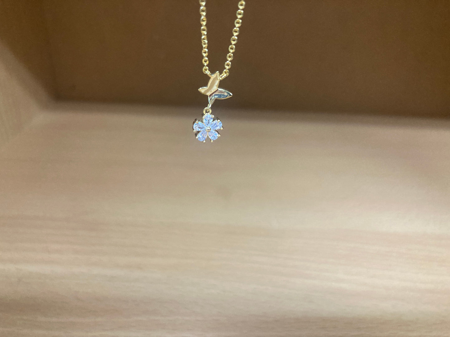Tiny Treasures Seoul - Butterfly Drop Stone Necklace (Gold) 6