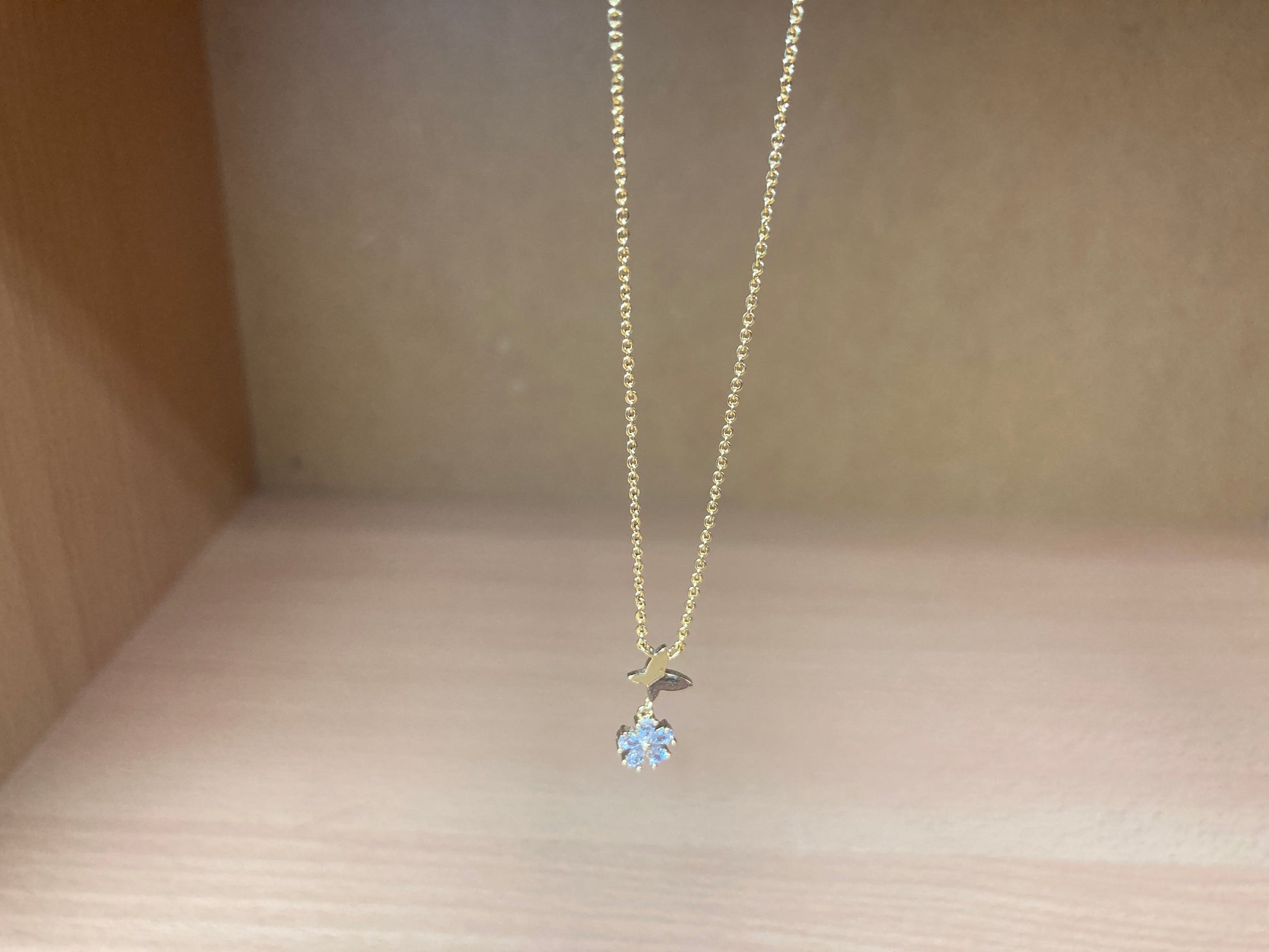 Tiny Treasures Seoul - Butterfly Drop Stone Necklace (Gold) 7