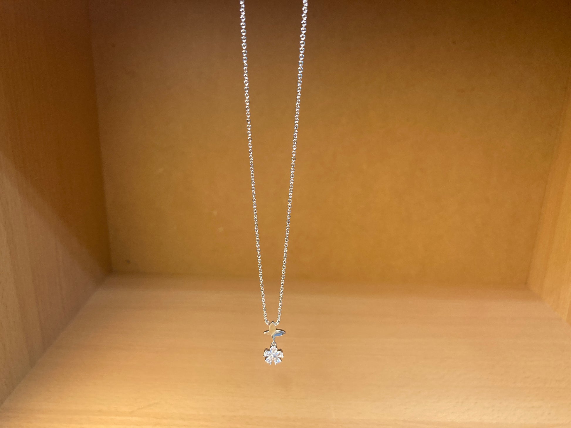 Tiny Treasures Seoul - Butterfly Drop Stone Necklace (Silver) 11