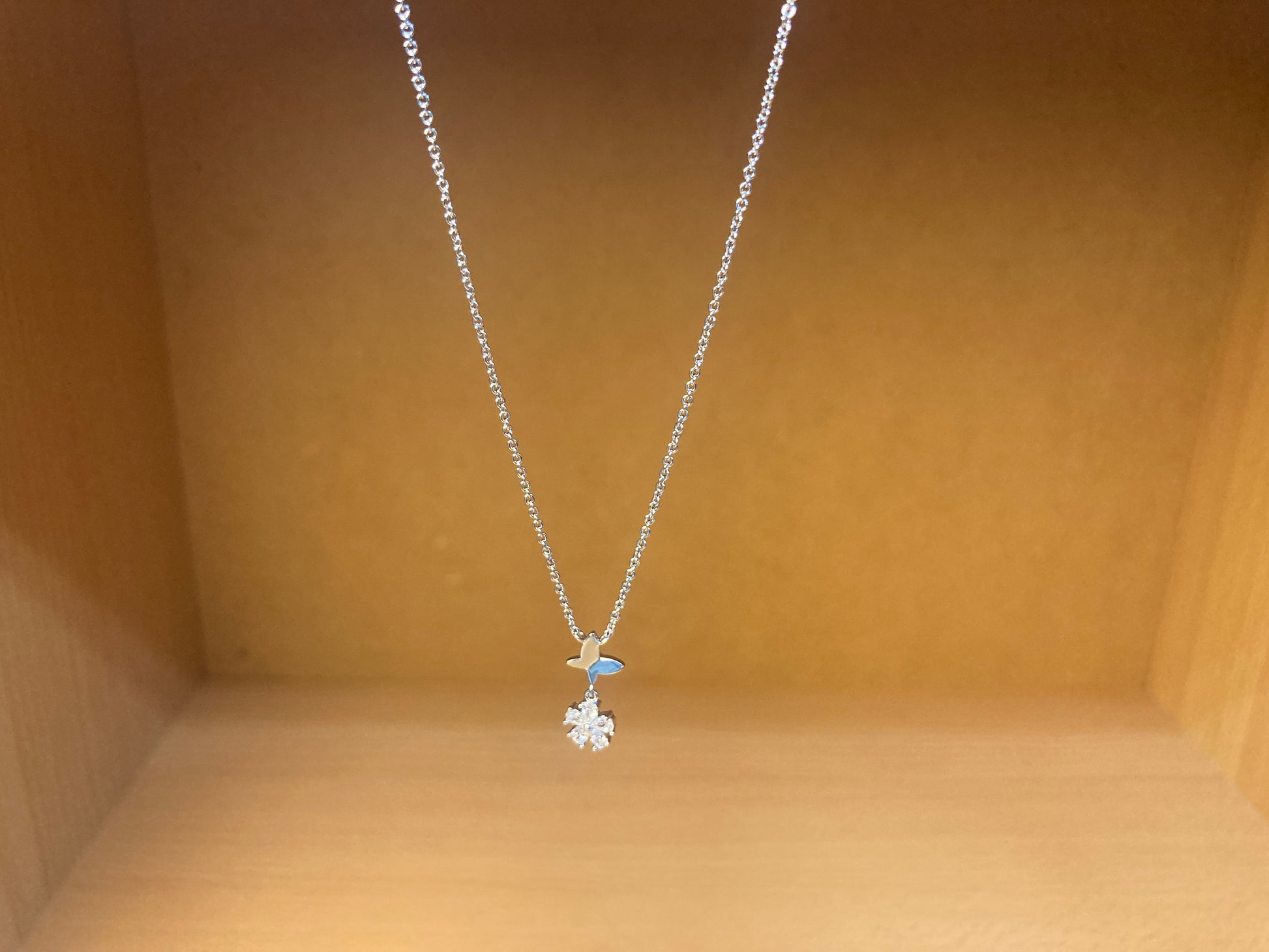 Tiny Treasures Seoul - Butterfly Drop Stone Necklace (Silver) 13
