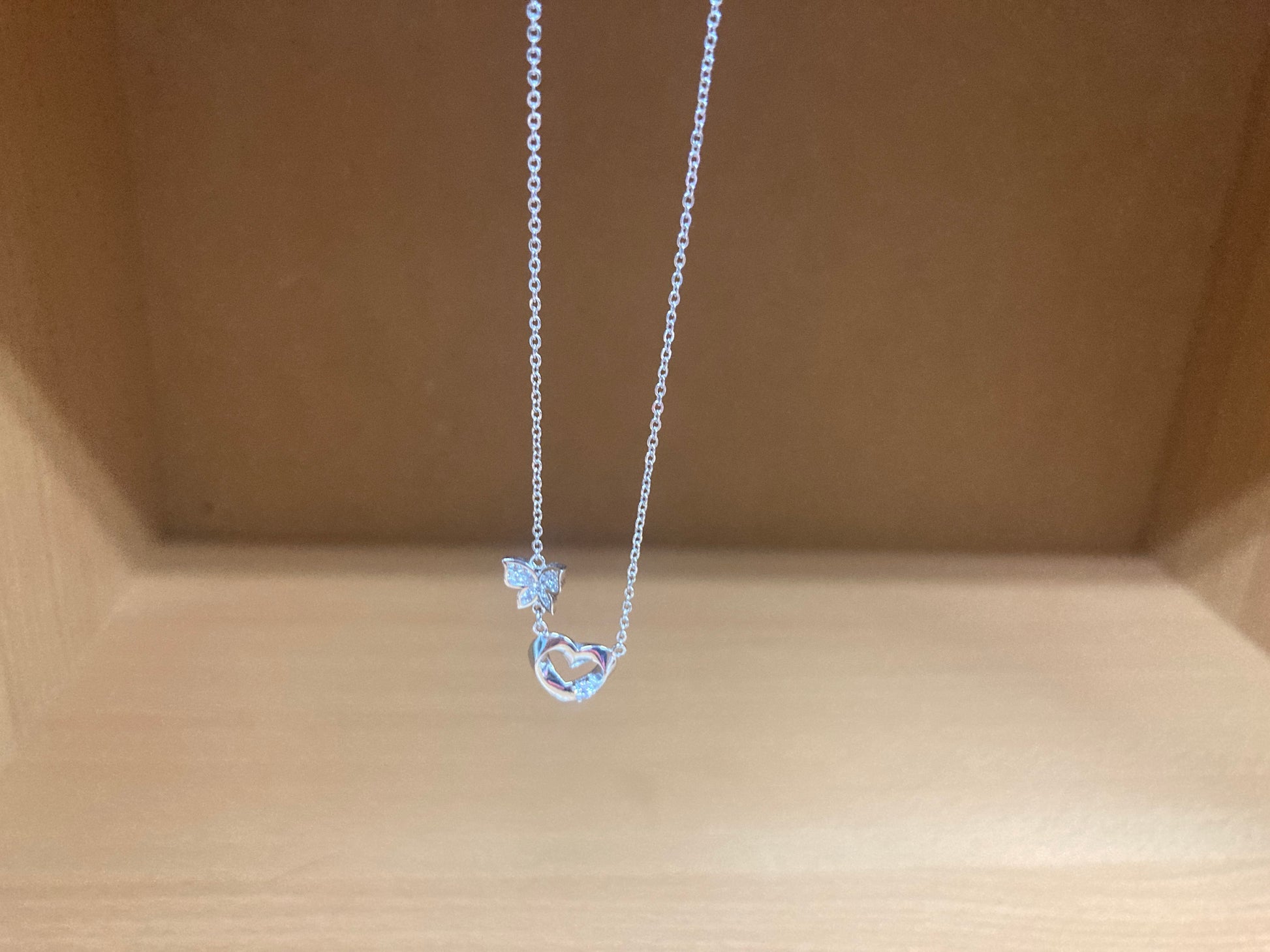 Tiny Treasures Seoul - Butterfly Heart Necklace (Silver) 