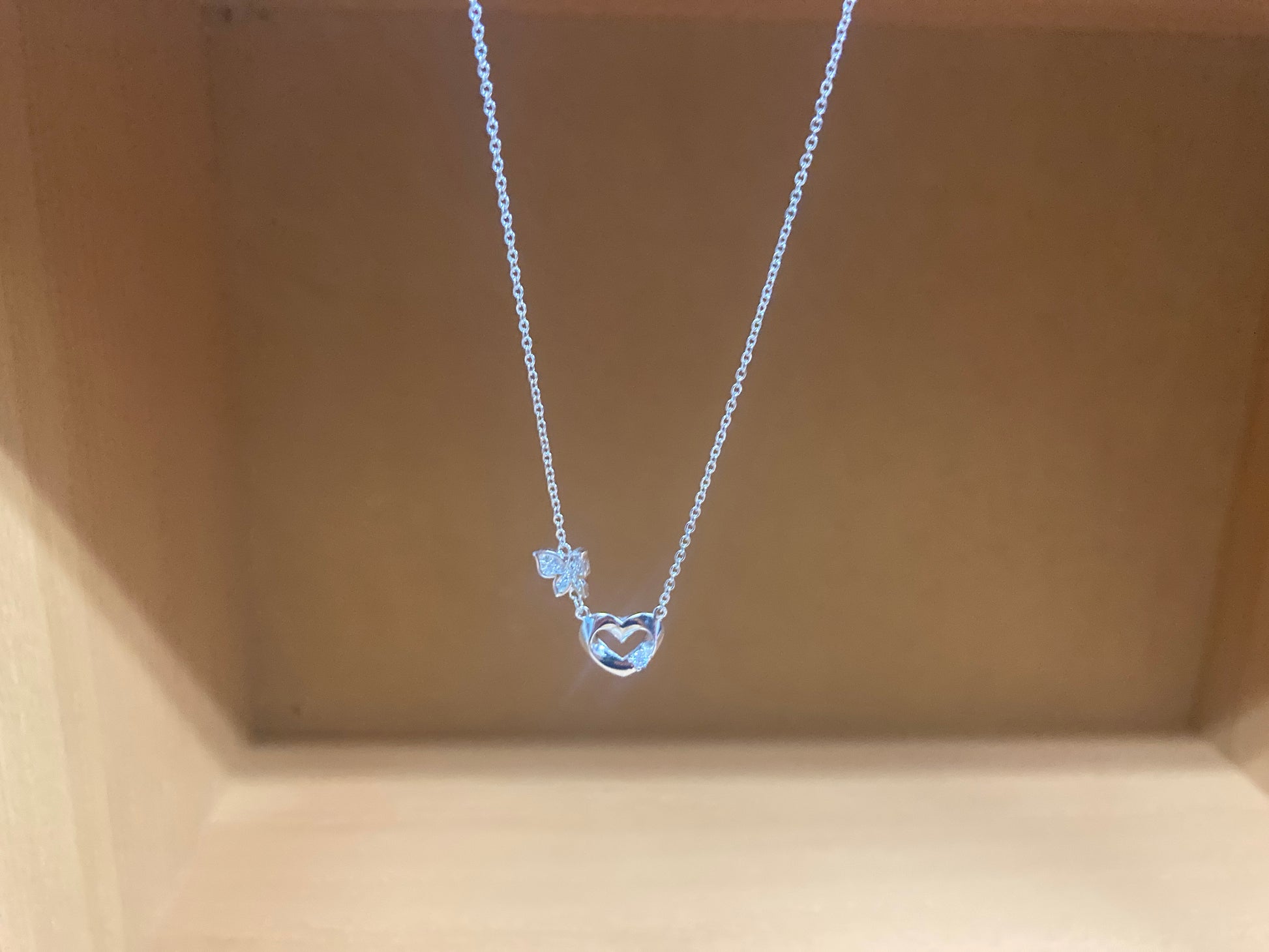 Tiny Treasures Seoul - Butterfly Heart Necklace (Silver) 10