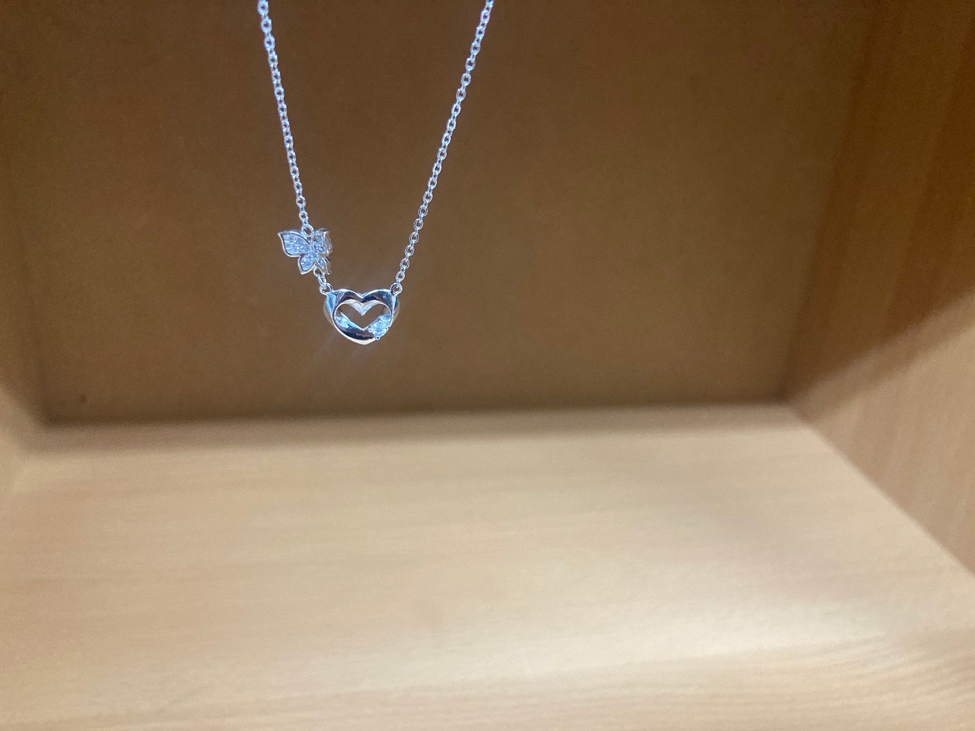 Tiny Treasures Seoul - Butterfly Heart Necklace (Silver) 11