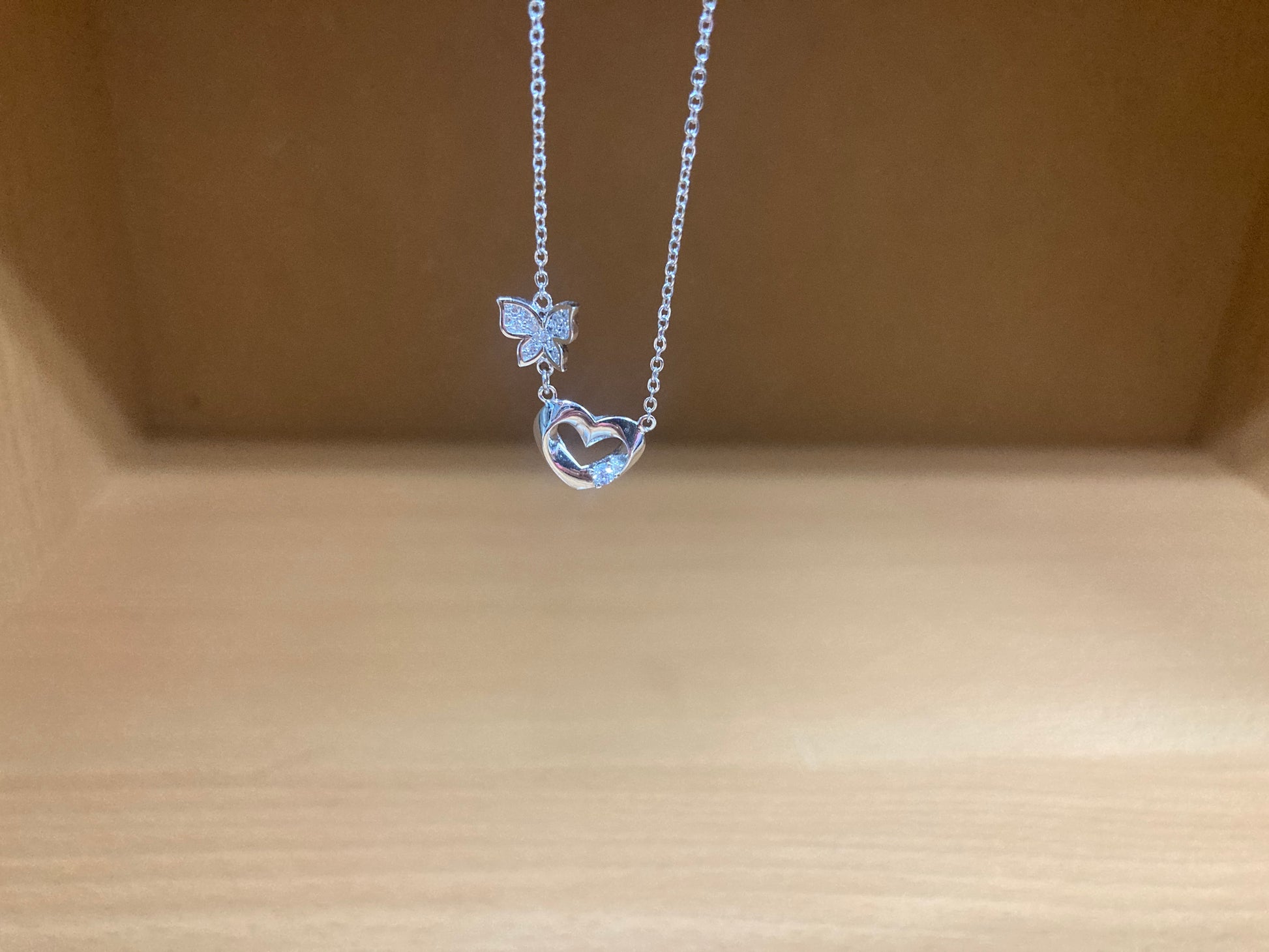Tiny Treasures Seoul - Butterfly Heart Necklace (Silver) 2
