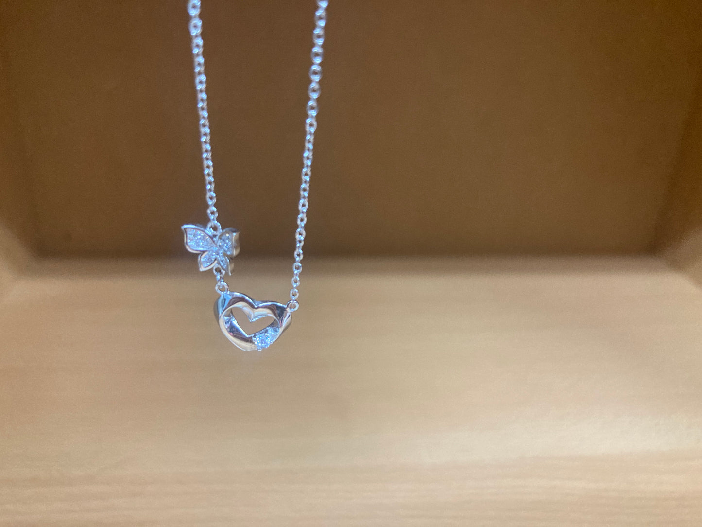 Tiny Treasures Seoul - Butterfly Heart Necklace (Silver) 3