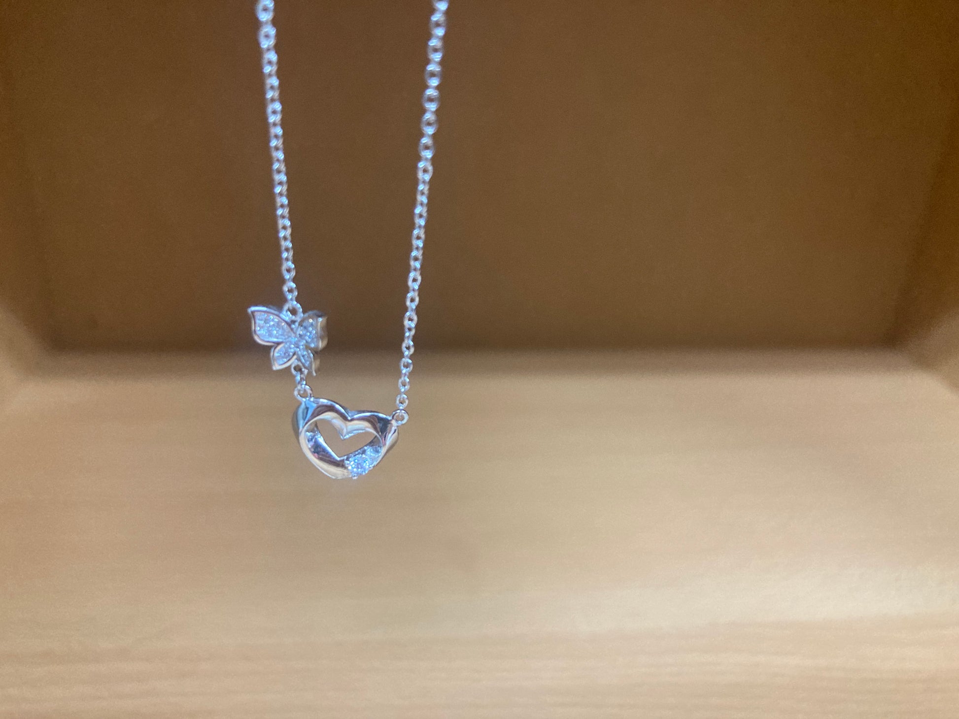 Tiny Treasures Seoul - Butterfly Heart Necklace (Silver) 3