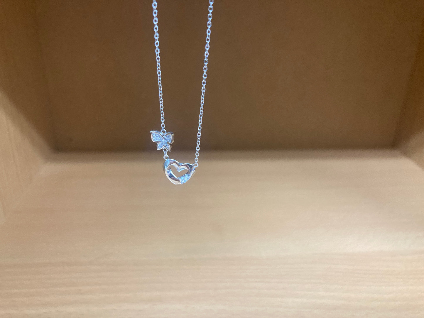 Tiny Treasures Seoul - Butterfly Heart Necklace (Silver) 4