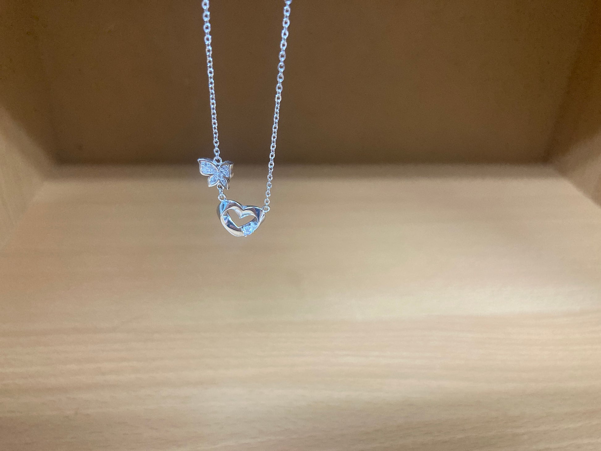 Tiny Treasures Seoul - Butterfly Heart Necklace (Silver) 5