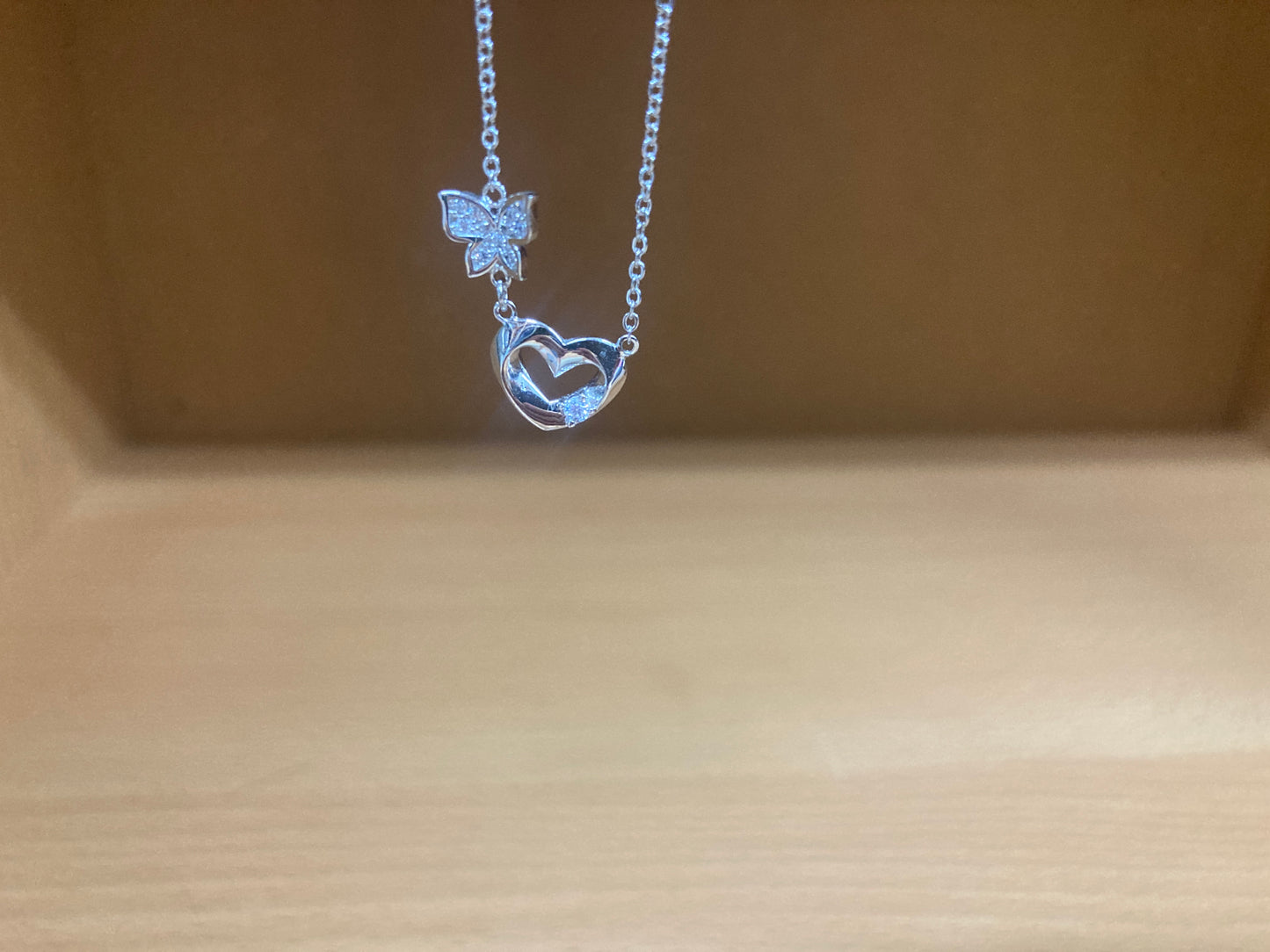 Tiny Treasures Seoul - Butterfly Heart Necklace (Silver) 6