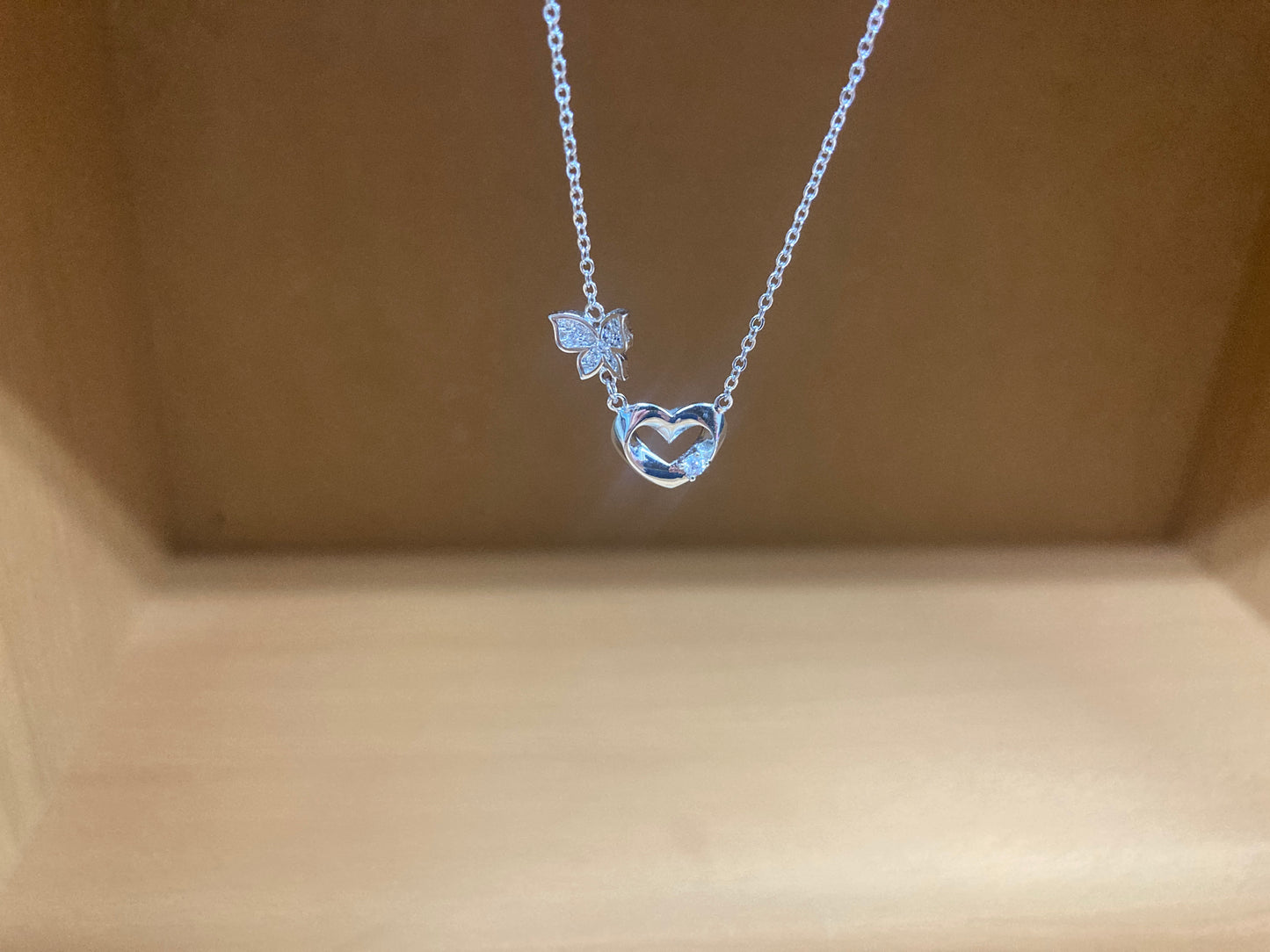 Tiny Treasures Seoul - Butterfly Heart Necklace (Silver) 7