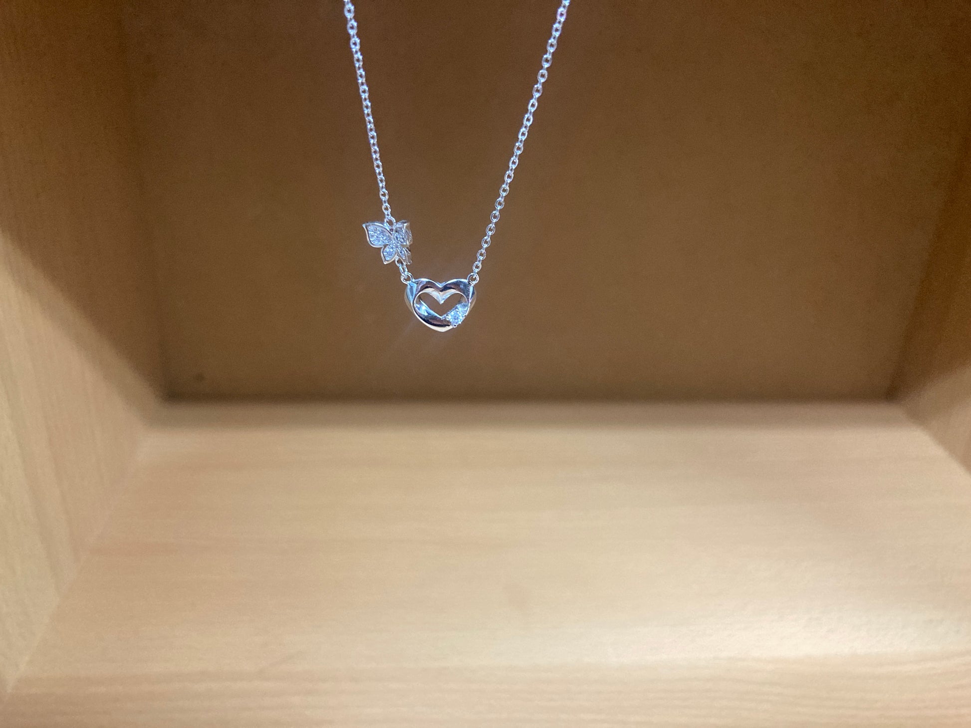 Tiny Treasures Seoul - Butterfly Heart Necklace (Silver) 9