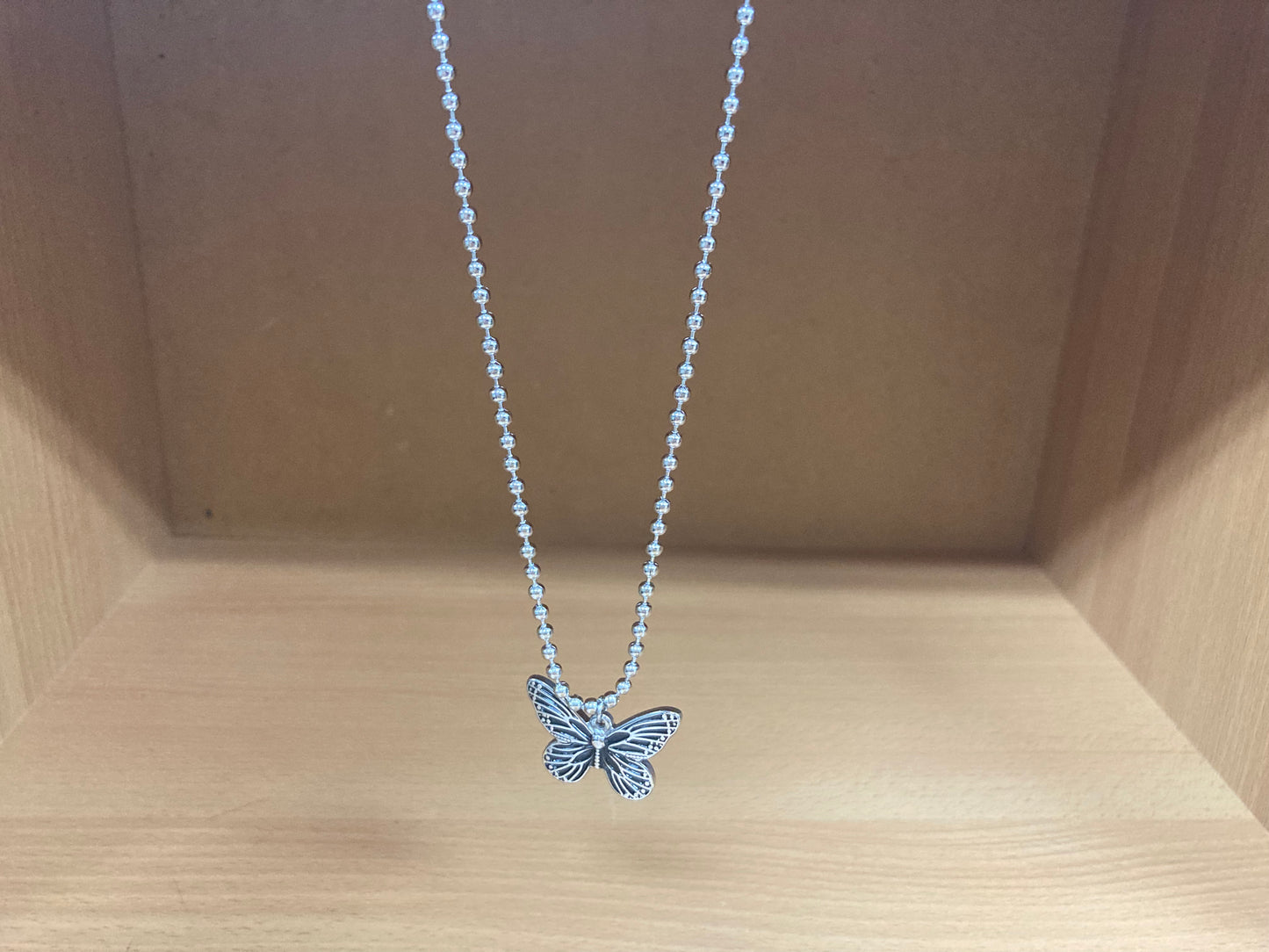 Tiny Treasures Seoul - Butterfly Pendant Ball Chain Necklace (Surgical Steel)