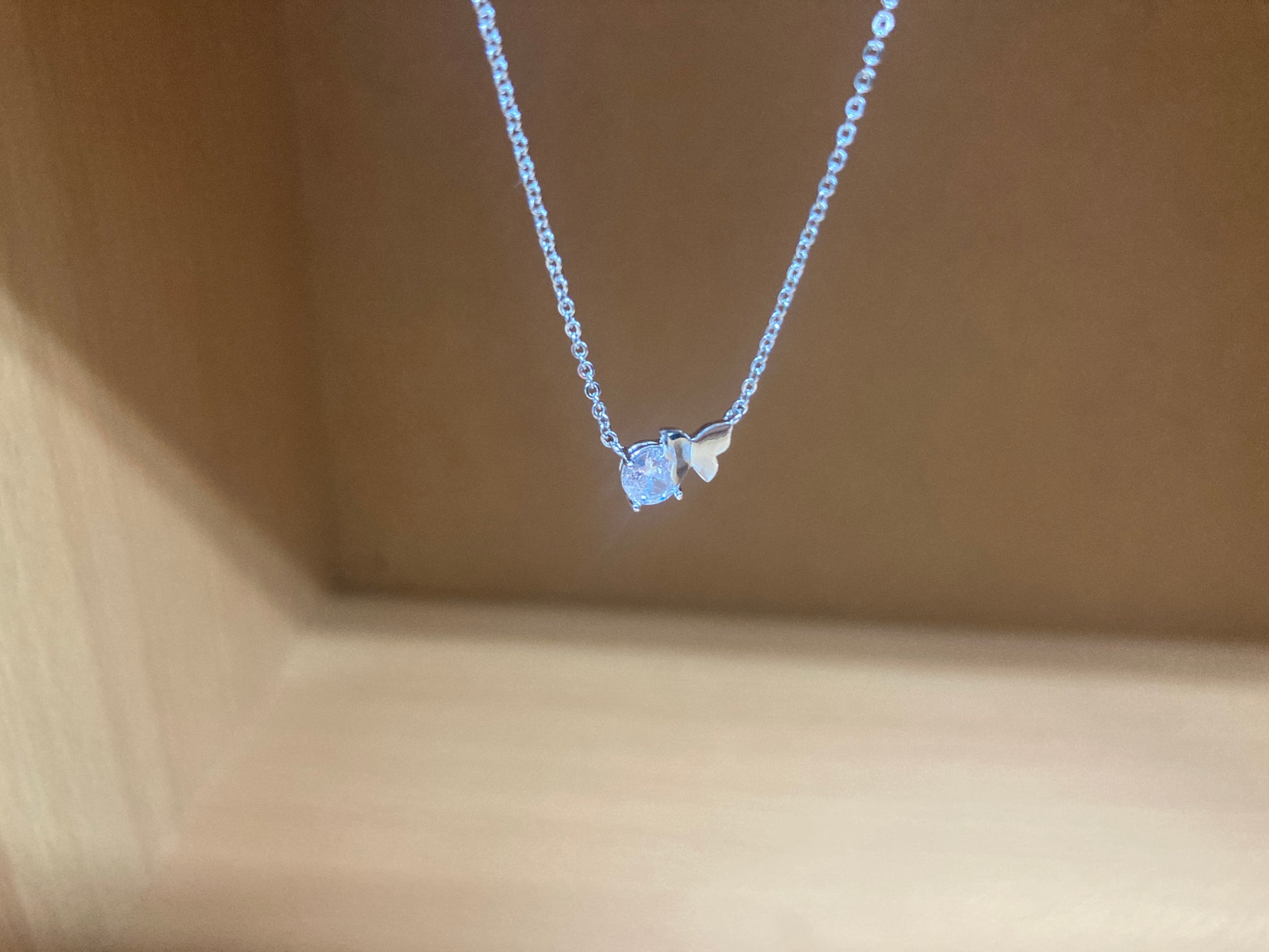 Tiny Treasures Seoul - Butterfly Stone Necklace (Silver) 