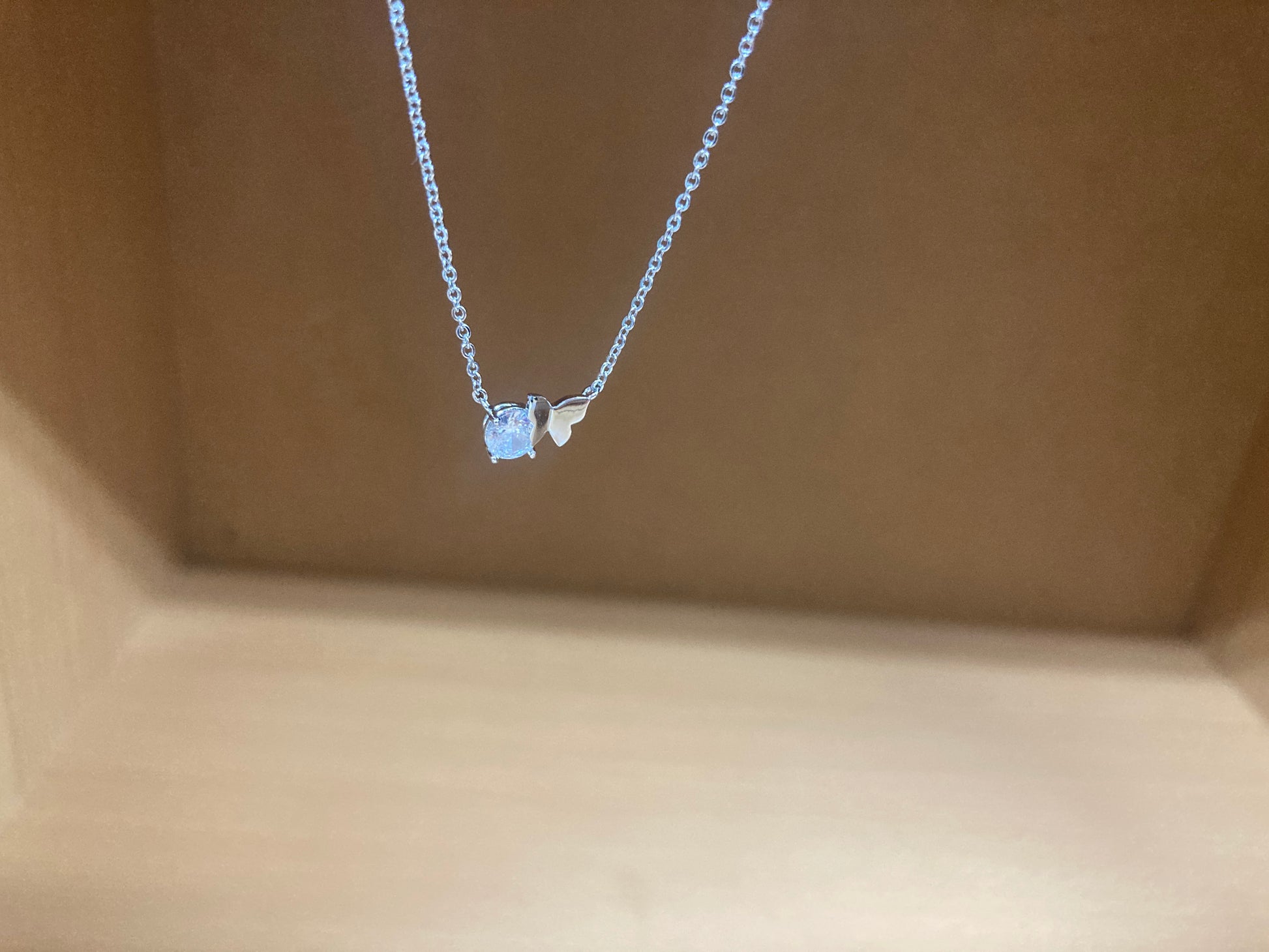 Tiny Treasures Seoul - Butterfly Stone Necklace (Silver) 5