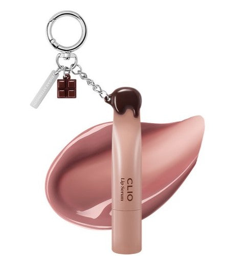 Tiny Treasures Seoul - CLIO Glaze Lip Serum with Chocolate Keyring (007 Sea Salt Milk)