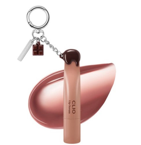 Tiny Treasures Seoul - CLIO Glaze Lip Serum with Ribbon Keyring (008 Nougat Chocolate)