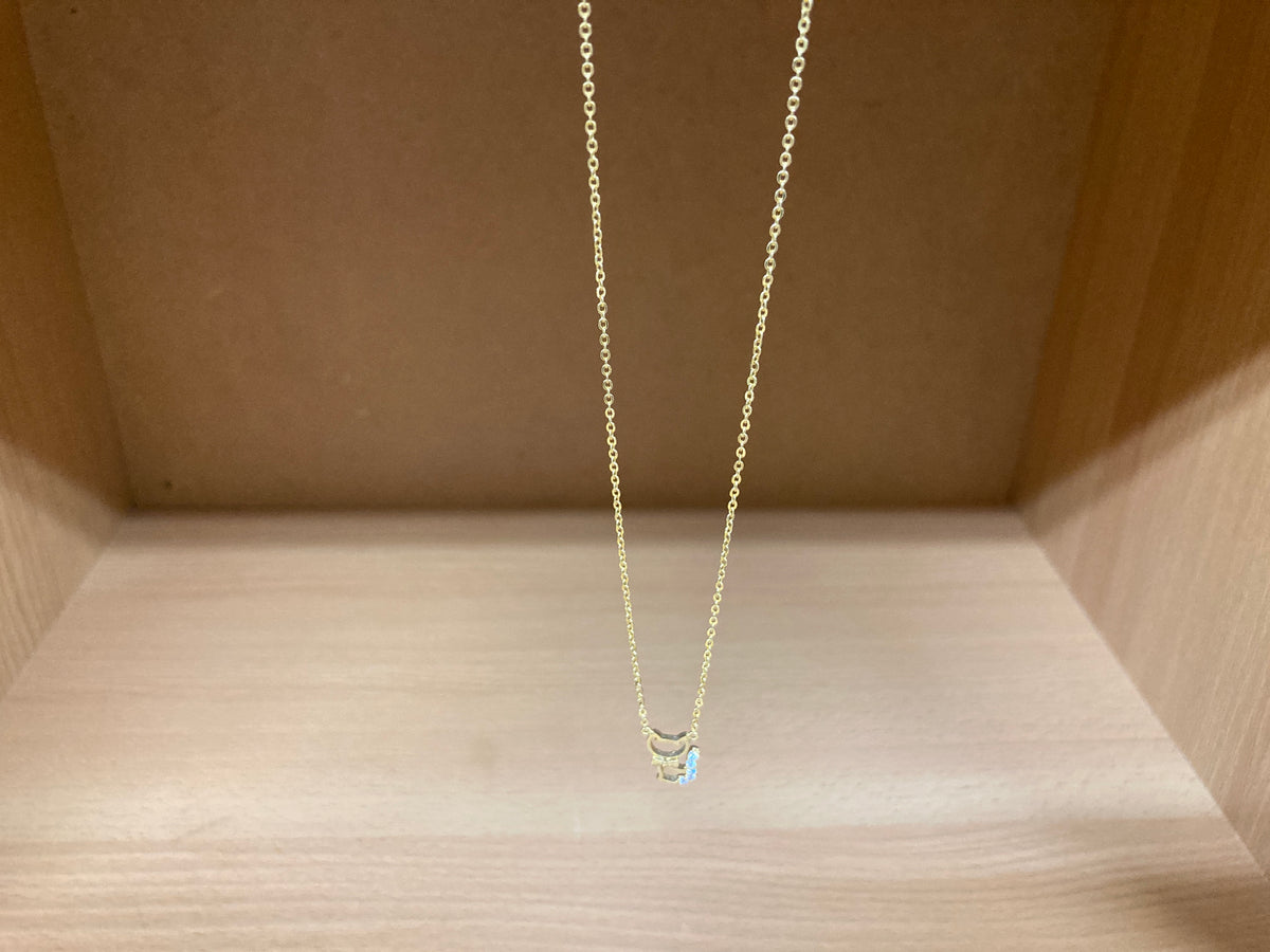 Tiny Treasures Seoul - Cat Bow & Stone Tail Necklace (Gold) 5