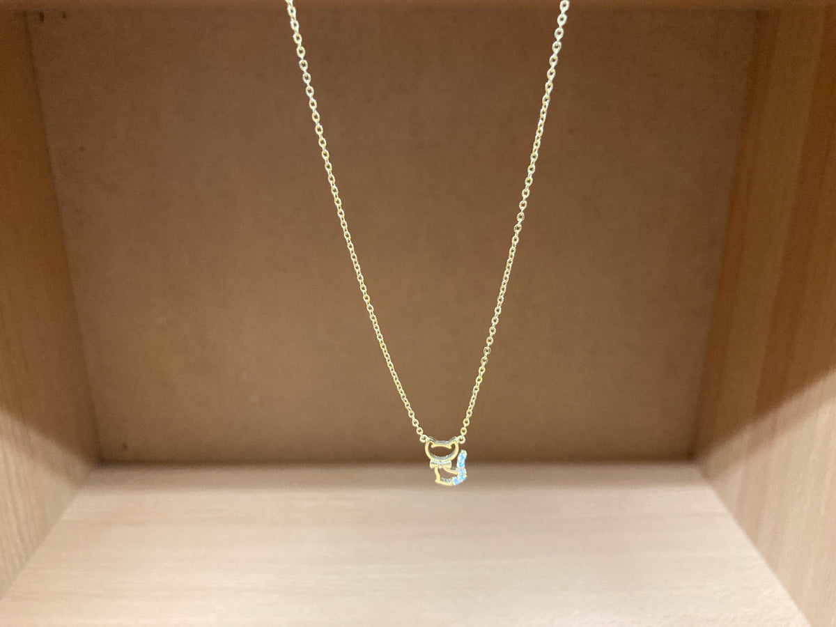 Tiny Treasures Seoul - Cat Bow & Stone Tail Necklace (Gold) 7