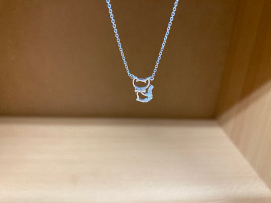 Tiny Treasures Seoul - Cat Bow & Stone Tail Necklace (Silver) 