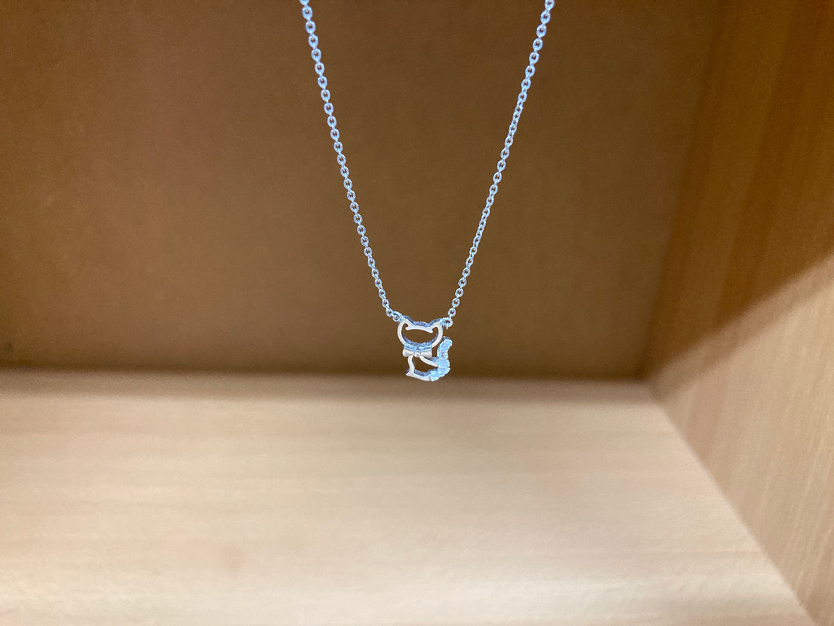 Tiny Treasures Seoul - Cat Bow & Stone Tail Necklace (Silver) 6