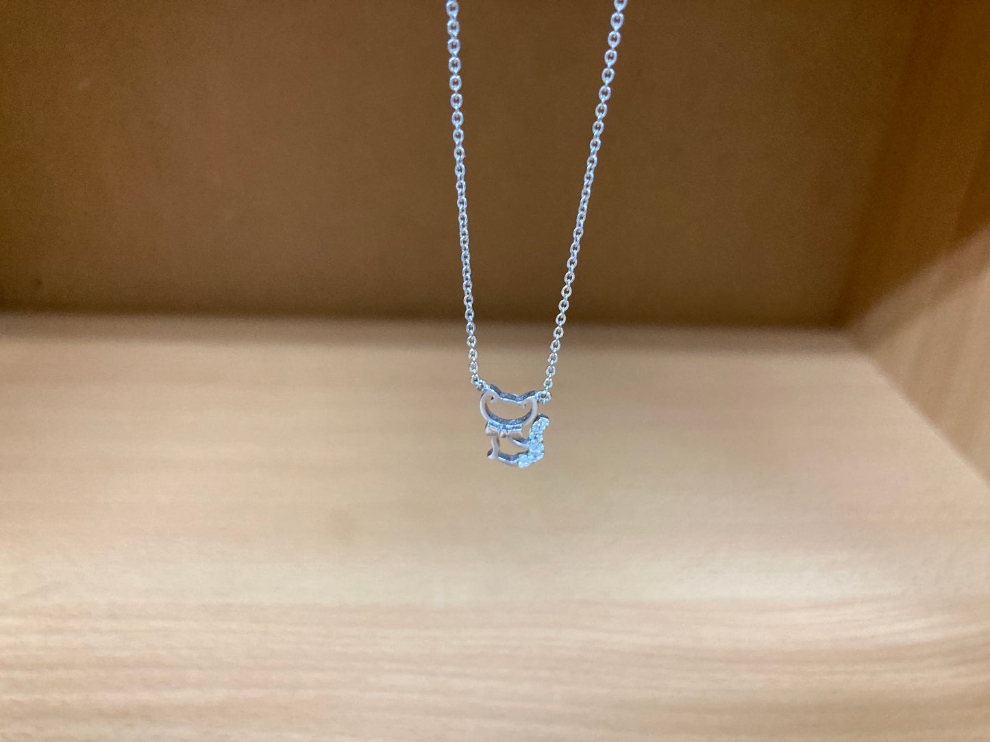 Tiny Treasures Seoul - Cat Bow & Stone Tail Necklace (Silver) 8