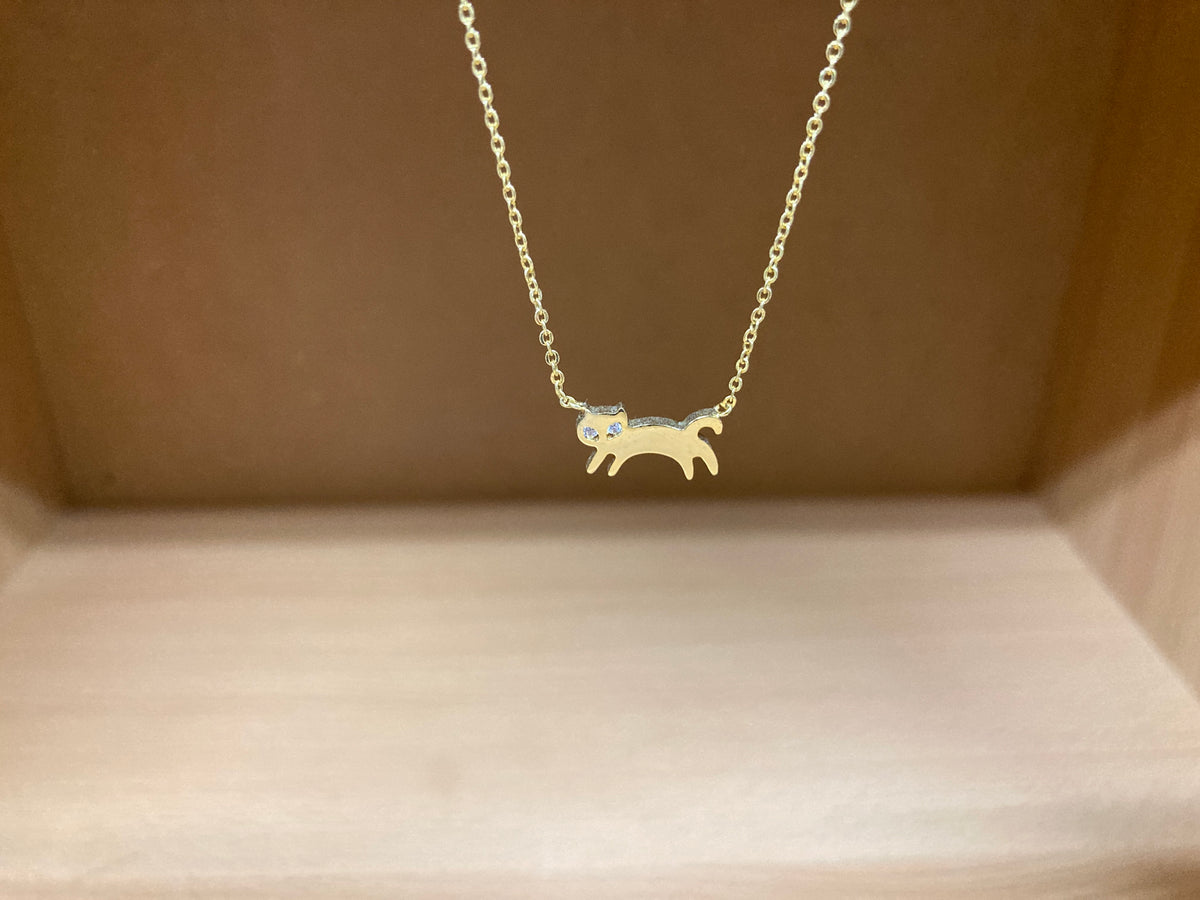 Tiny Treasures Seoul - Cat Stone Eyes Necklace (Gold) 