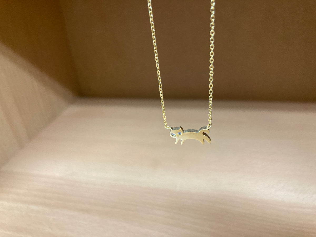 Tiny Treasures Seoul - Cat Stone Eyes Necklace (Gold) 10